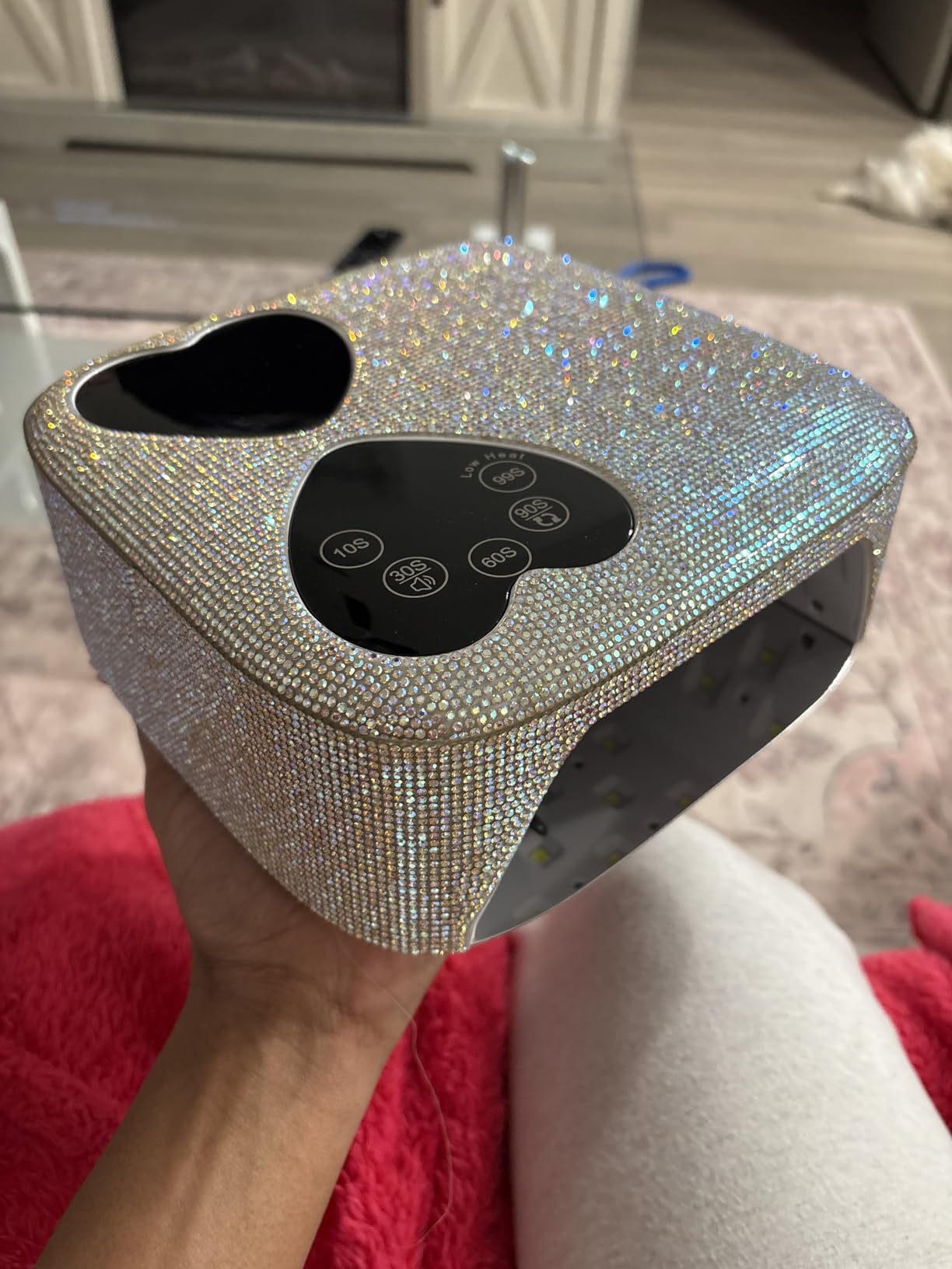 UV LED Nail Lamp Cordless, HUITINE 80W Rechargeable UV Light for Gel Nails, Professional Gel Light Dryer with 5 Timers & Mirror Base, Sparkling Rhinestones Diamond Curing Lamp for Salon & Home customer photo 2