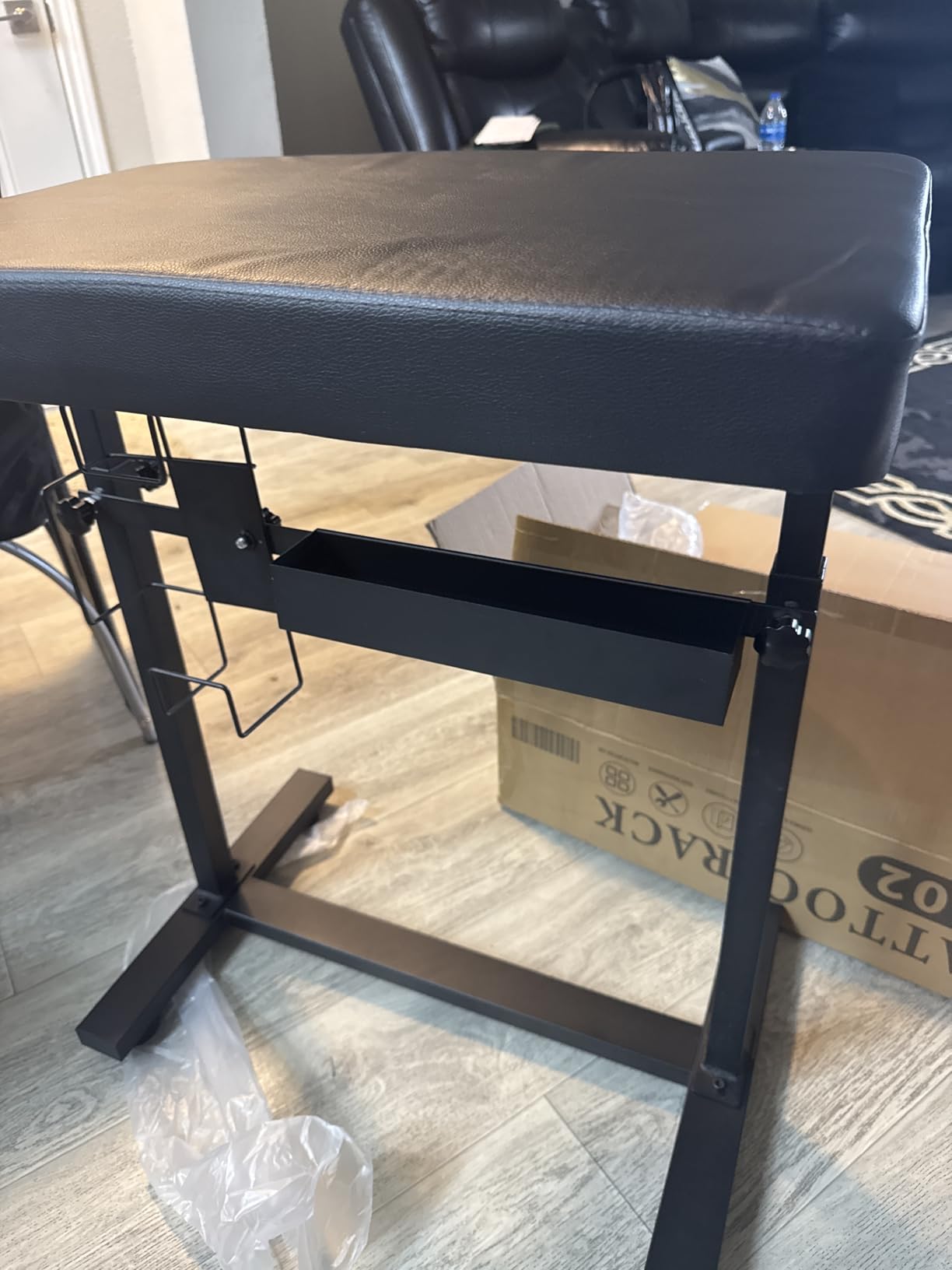 Tattoo Arm Rest Stand, Large Armrest Tattoo with Rack and Storage Compartment, Tattoo Armrest Stand with PU Leather Soft Sponge Pad, Adjustable Height & Angle for Tattoo Supplies customer photo 2