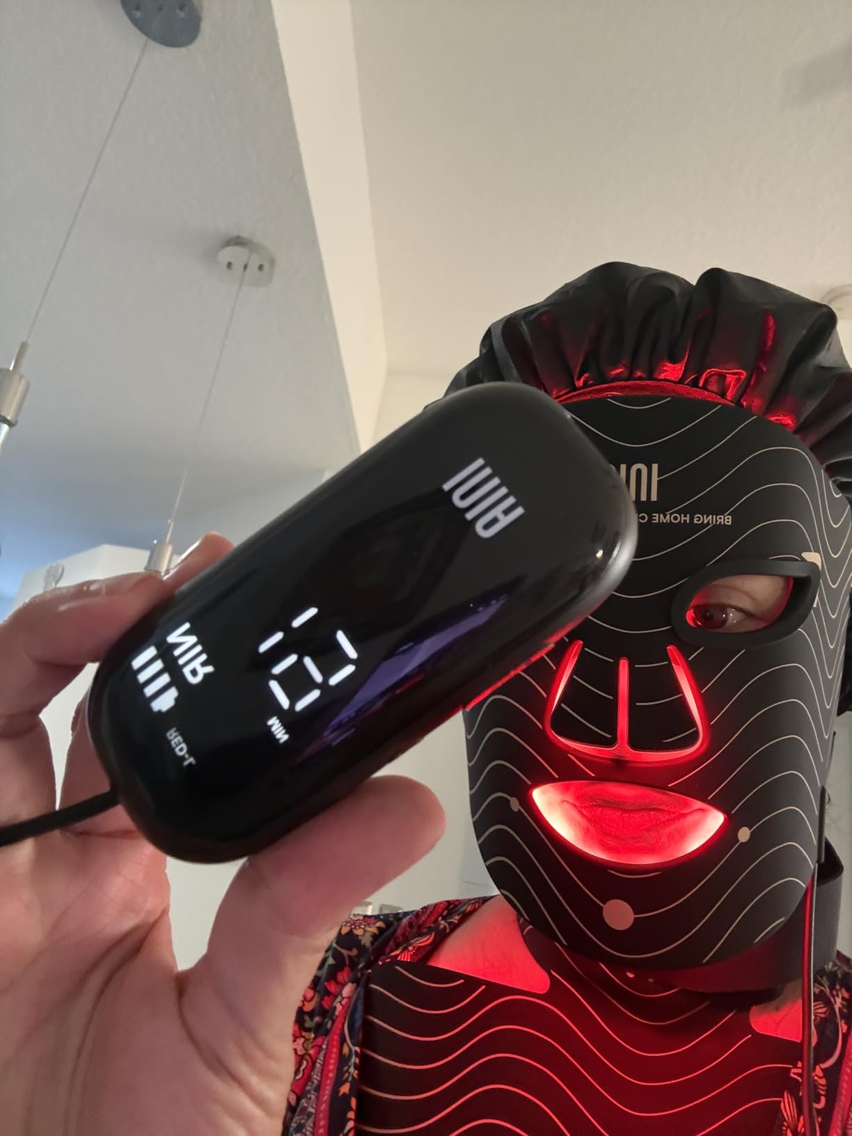 Red Light Therapy Mask for Face & Neck - 4 Light Modes with 850nm NIR, Red, Yellow & Blue LED Light Therapy, 2600mAh Rechargeable LED Face Mask for Anti-Aging, Skin Firming & Radiant Glow at Home customer photo 2