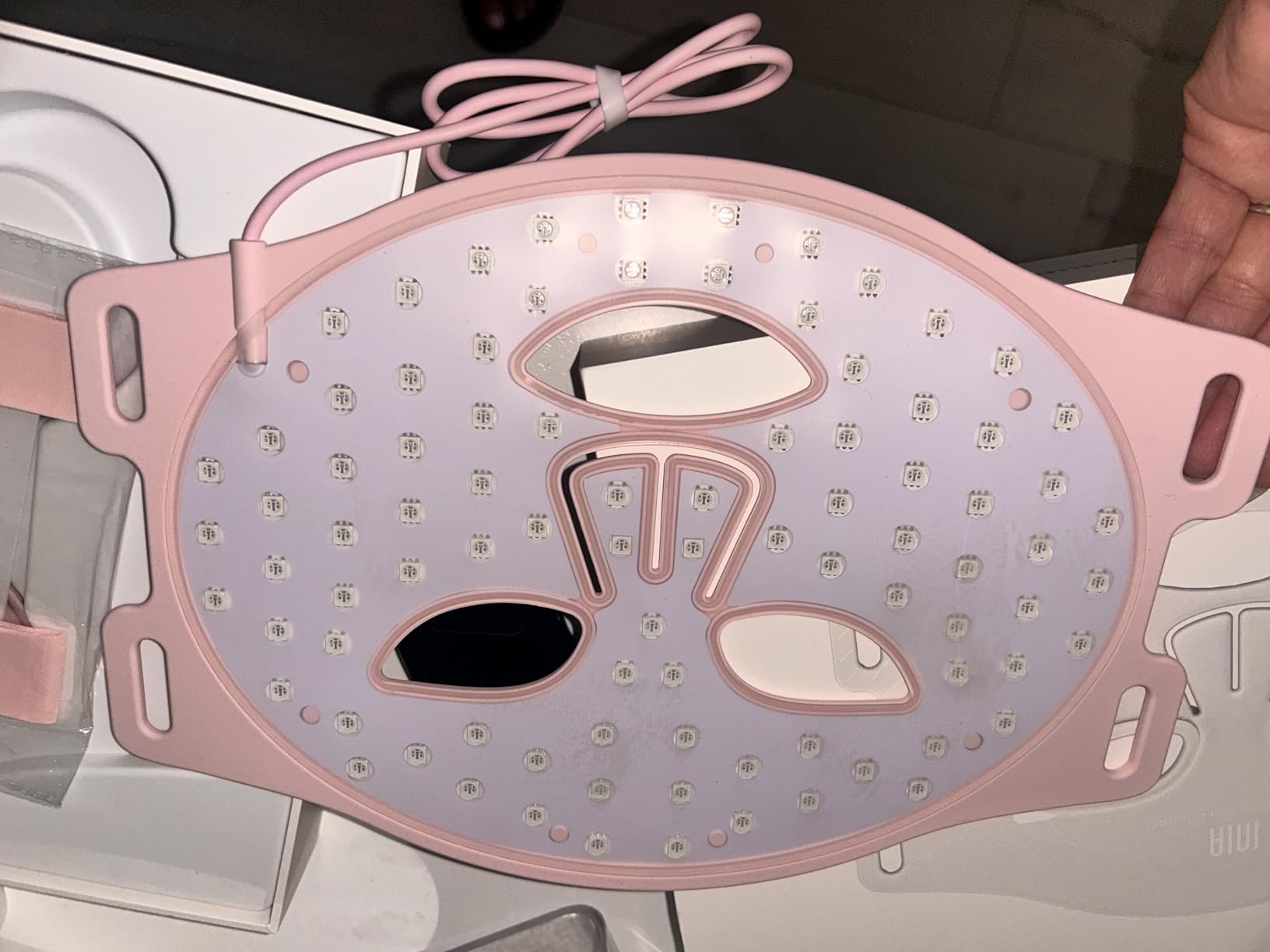 INIA Red Light Therapy Mask for Face - 4 Light Modes with 850nm NIR, Red & Blue LED Light Therapy, 2600mAh Rechargeable LED Face Mask for Radiant Glow at Home, Black customer photo 2