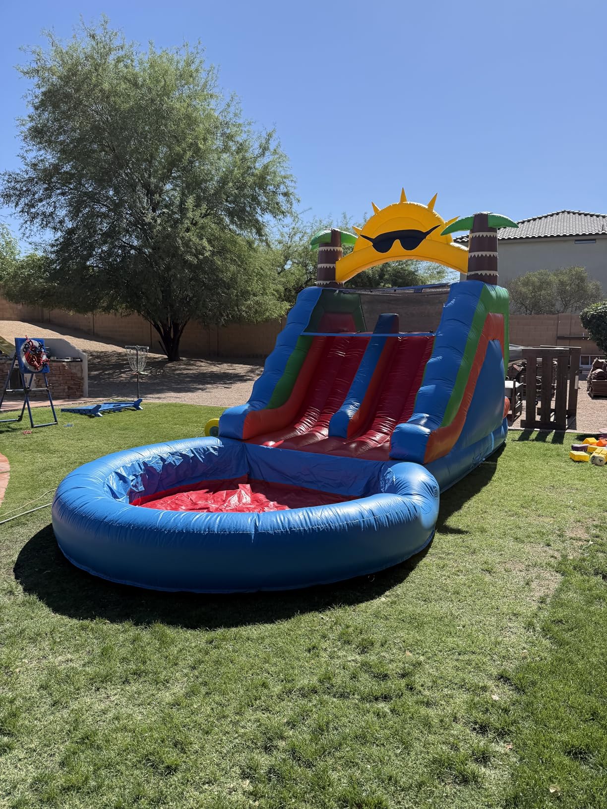 22.5FT(L) Commercial Water Slide for Adults Kids, 100% PVC Inflatable Adult Double Water Slide with 1100W Blower, 0.45mm Heavy Duty Vinyl Blow Up Waterslides Backyard Outdoor, 22.5x11x12ft customer photo 2