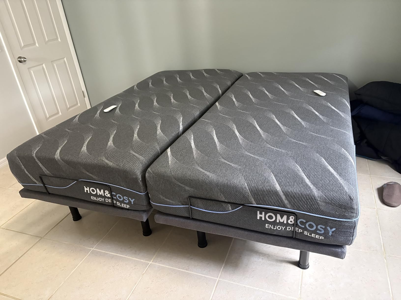 Adjustable Bed Frame Split King with 12 Inch Grey Gel Memory Foam Mattress - Easy Assembly Smart Electric Bed customer photo 1