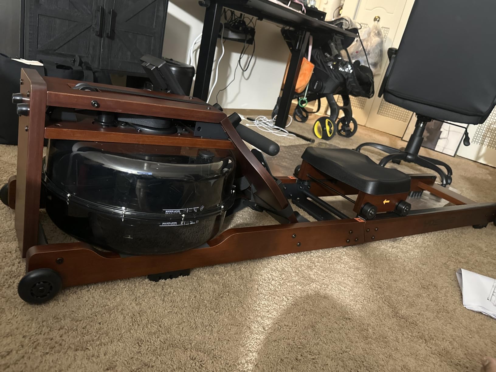 YOSUDA Water Rowing Machines for Home Use - Wooden Foldable Immersive Water Rower Machine 400LBS Weight Capacity with Dedicated Monitor & Bluetooth APP, Large Tank, Comfortable Seat customer photo 1