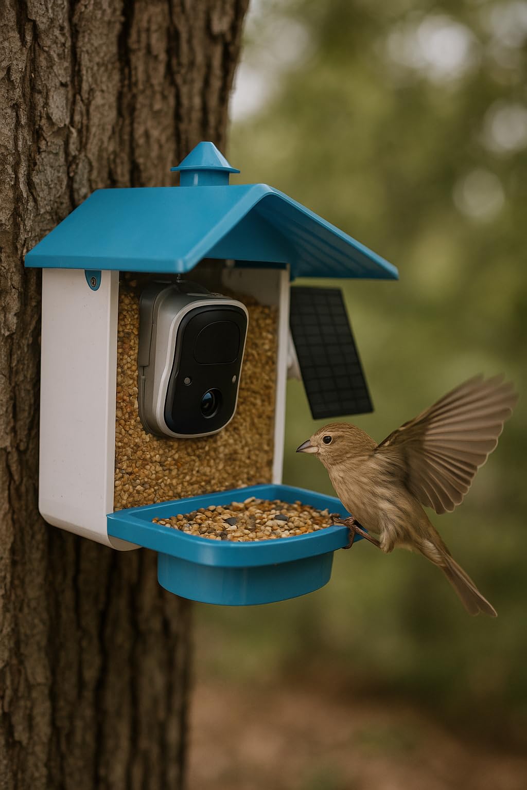 Bird Feeder with Camera for Outdoor, INKCKU 2K Solar Powered Bird Watching Camera, AI Identify Birds Species, Auto Capture Videos, Instant Arrival Alerts, Garden Decor, Gift for Mom Dad, Blue customer photo 2