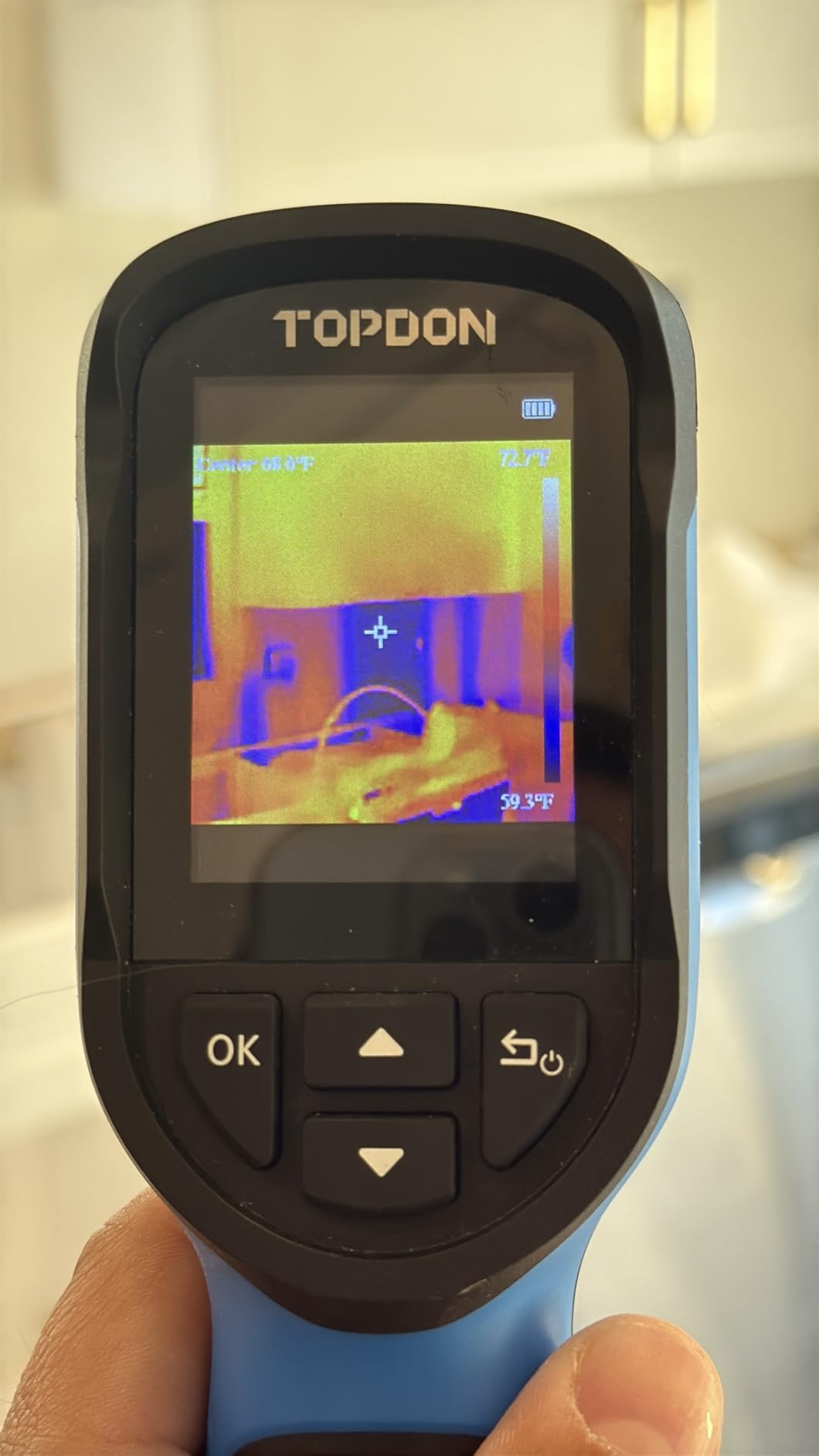 TOPDON TC004 Mini Thermal Imaging Camera, 240 x 240 TISR Resolution, 15-Hour Battery Life, 128 x 128 IR Resolution, 25Hz Handheld Infrared Camera with High/Low Temp Alerts, Auto Shutdown - Blue customer photo 2