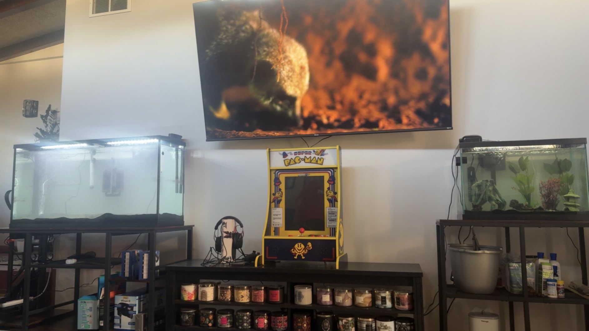 55-75 Gallon Fish Tank Stand with Power Outlet, 3-Tier Metal Frame Aquarium Stand, Heavy Duty Reptile Terrarium Tank Stand, 52.0