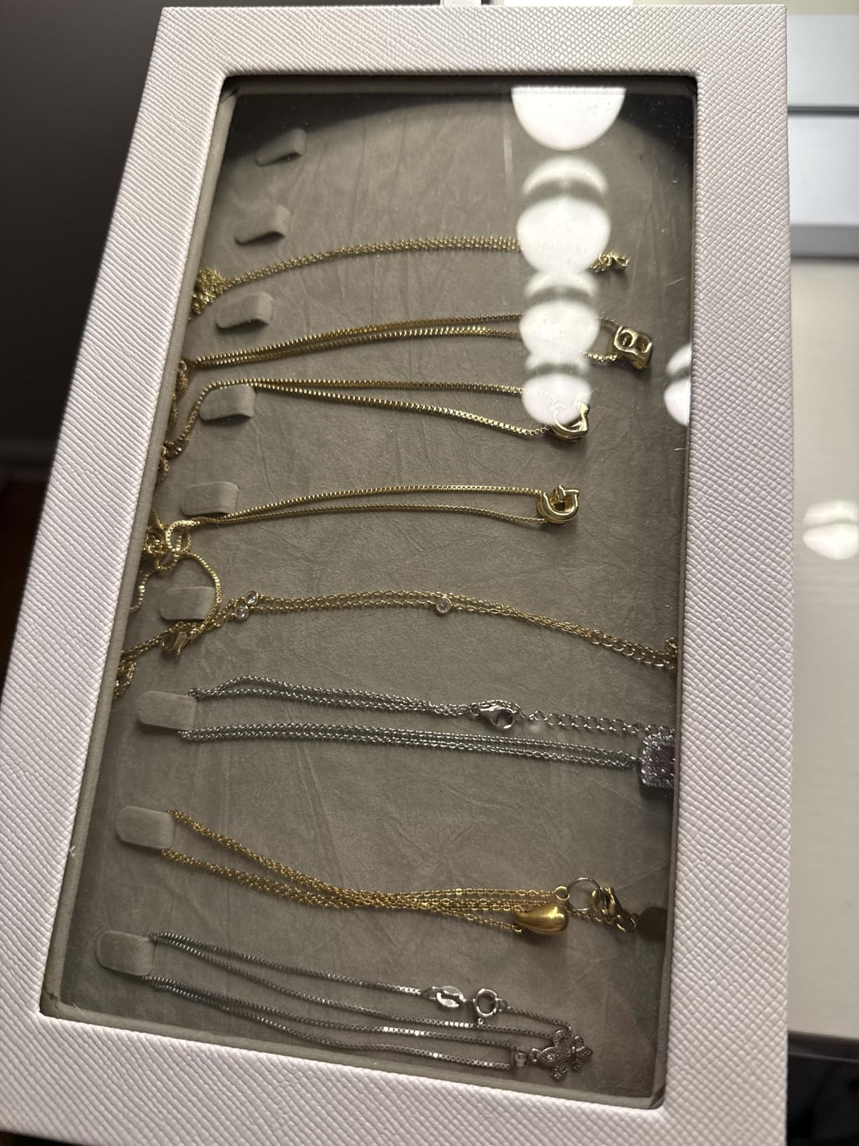 GLOBAL KA 4-Layer Stackable Jewelry Organizer Trays with Tempered Glass Lid, Black PU Leather Jewelry Drawer Inserts Display Case, Large Anti-Tarnish Storage Box customer photo 2