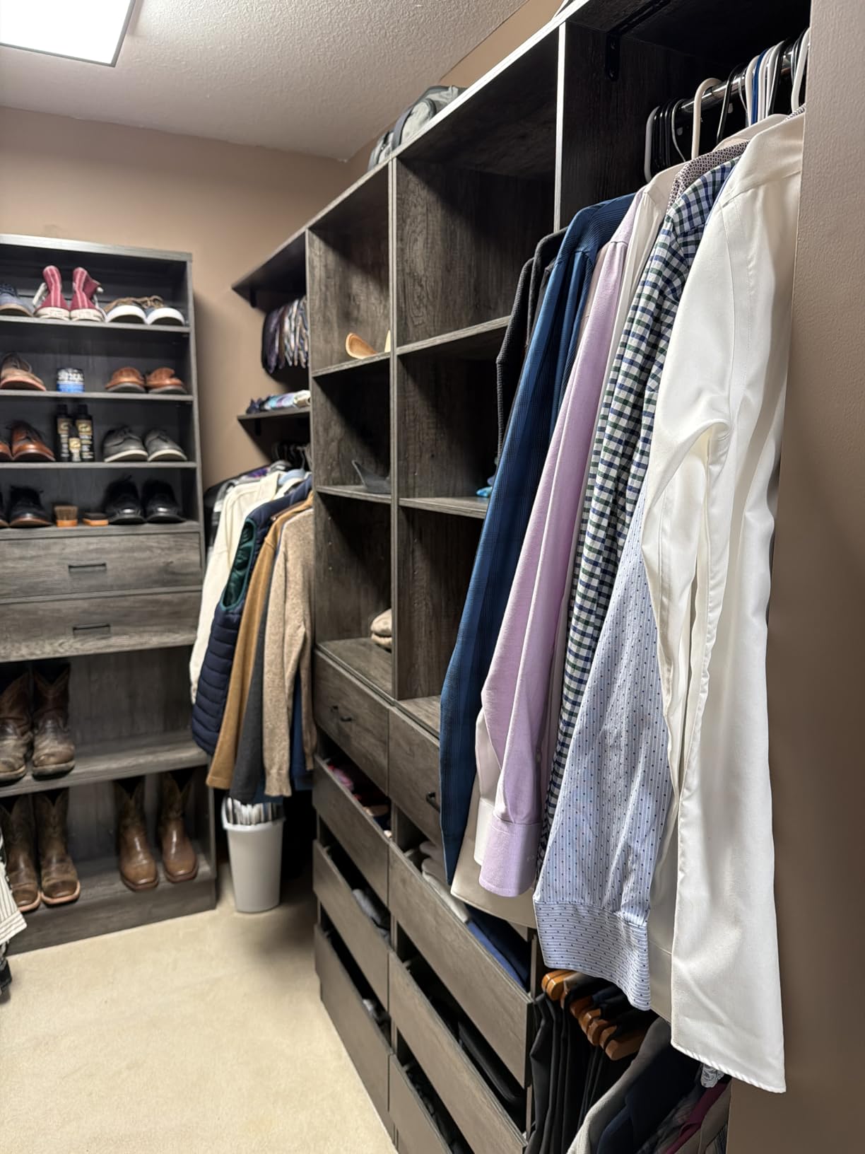 Aheaplus Closet System with 8 Wooden Drawers, Wood Closet Organizer System with Tower, Walk-in Closet Organizer Wardrobe Clothes Rack with 4 Hanging Rods, Cut to Fit 7-12Ft, White Oak customer photo 1