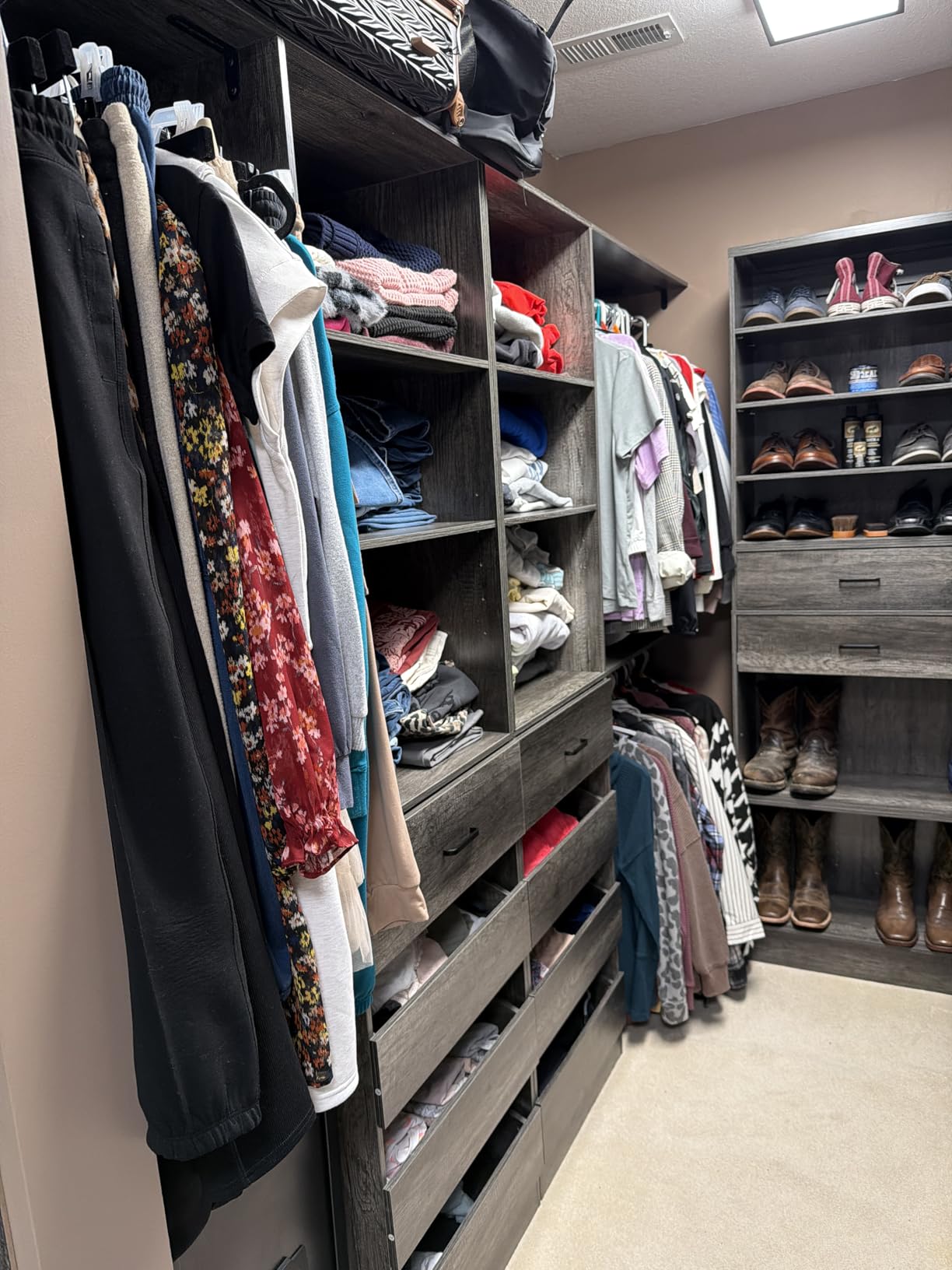 Aheaplus Closet System with 8 Wooden Drawers, Wood Closet Organizer System with Tower, Walk-in Closet Organizer Wardrobe Clothes Rack with 4 Hanging Rods, Cut to Fit 7-12Ft, White Oak customer photo 2