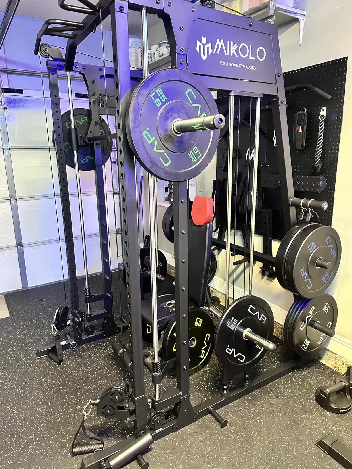 M4 2.0 Smith Machine, 2200lbs Squat Rack with LAT-Pull Down System & Cable Crossover Machine, Training Equipment with Leg Hold-Down Attachment customer photo 2