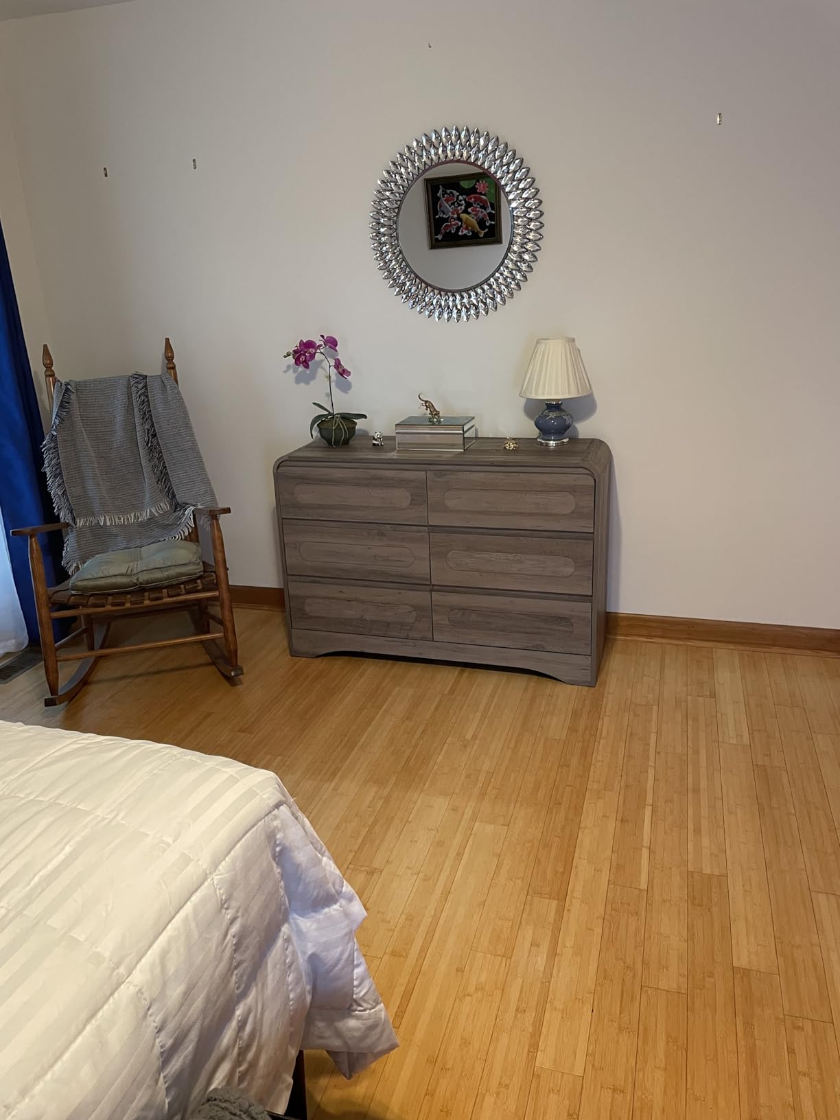 3 Piece Bedroom Set, Dresser and Nightstand Sets for Bedroom, Wood 6 Drawer Dresser & Night Stand Set of 2, Wide Chest of Drawers Modern Storage Cabinet Bedroom Furniture Set, Grey customer photo 2