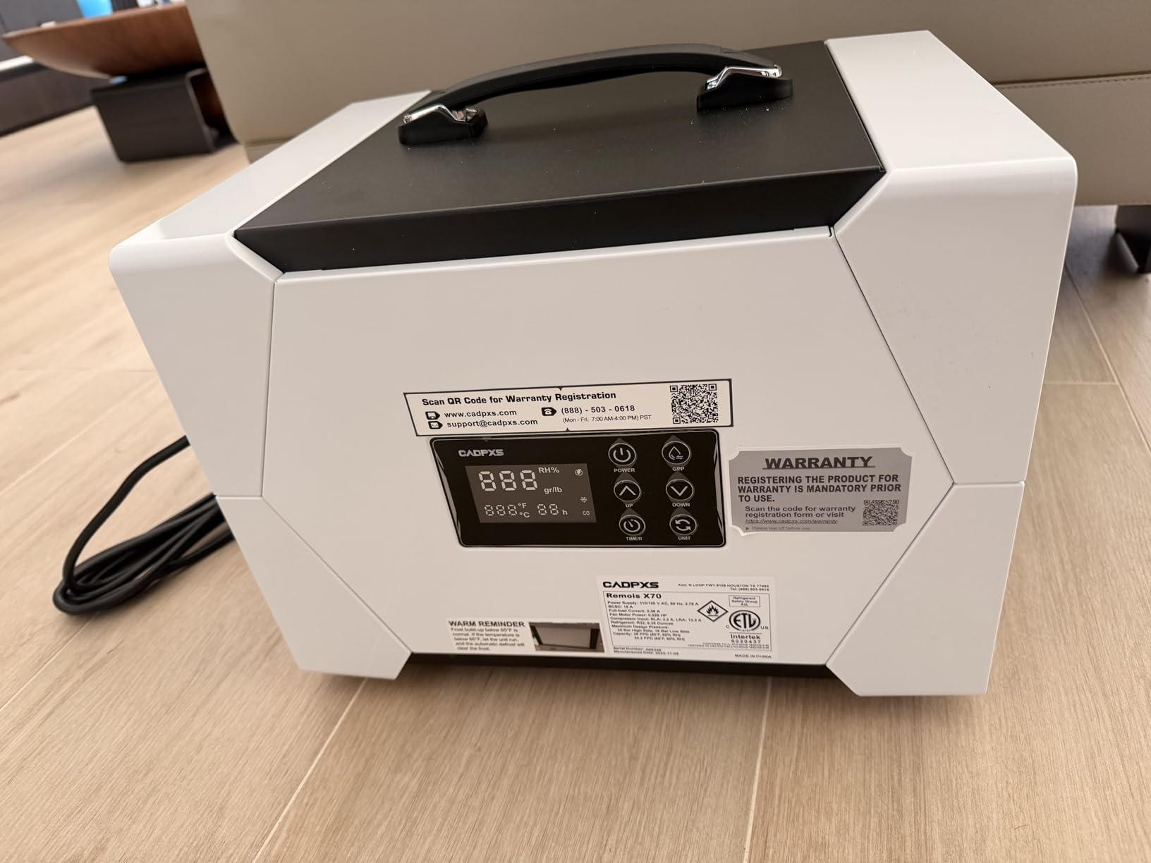 CADPXS Crawl Space Dehumidifier with Drain Hose, 80 Pint Commercial Dehumidifier for Basement, Home Use, Water Damage, Auto Defrost, Memory Start, cETL Certified, Up to 1000 Sq Ft customer photo 2