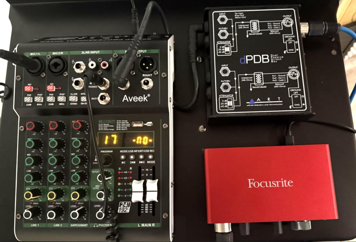 Aveek Audio Mixer, Professional Sound Board Mixing Console with USB Drive/Bluetooth/Computer/4 Channel Stereo Input DJ Mixer, 48V Phantom Digital 99 DSP Effect for PC Recording Karaoke Studio Streaming customer photo 1