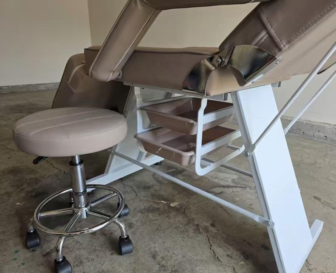 Tattoo Chair for Client with Wheels, Facial Tattoo Spa Bed for Client Esthetician with Rolling Stool, Adjustable Multipurpose Beauty Salon Spa Massage Table Esthetician Beds, Grey customer photo 1