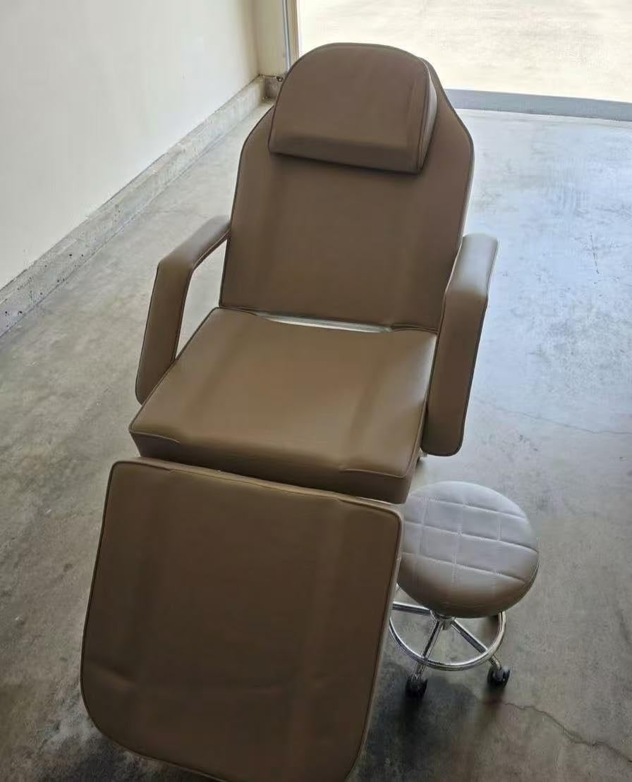 Tattoo Chair for Client with Wheels, Facial Tattoo Spa Bed for Client Esthetician with Rolling Stool, Adjustable Multipurpose Beauty Salon Spa Massage Table Esthetician Beds, Grey customer photo 2