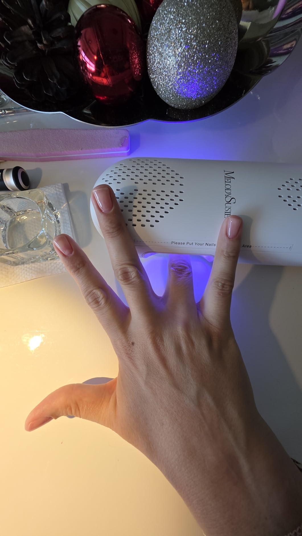 MelodySusie Compact Cordless UV Nail Lamp, P-PLUS20F with Innovative Rotatable Panel & UV Protection Design, Rechargeable UV Light Cures All Gels, Especially Rhinestone Glue & Liner Gel Polish Pink customer photo 2