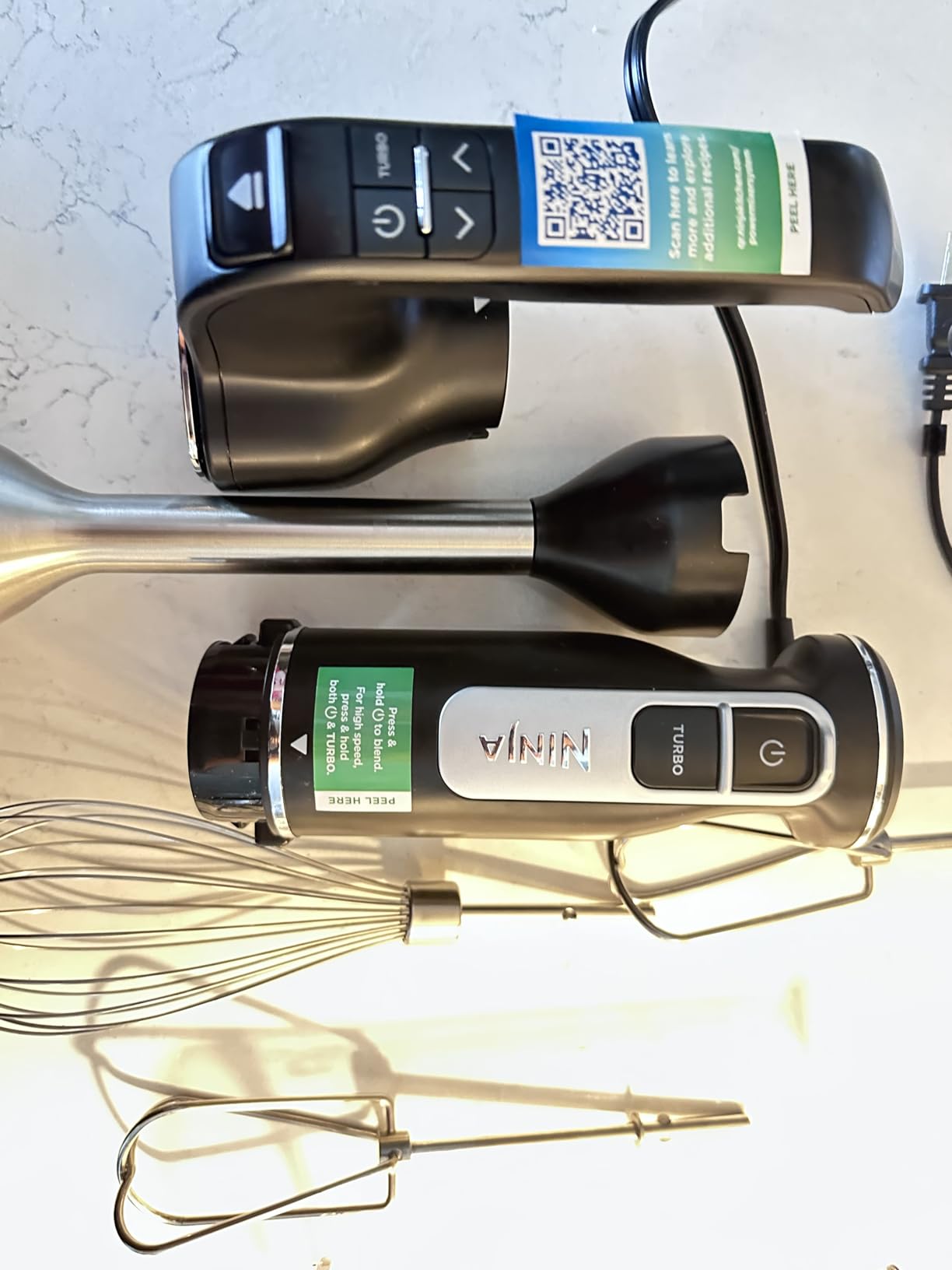 Ninja Immersion Blender and Whisk, Hand Stick Blender, 4 Speeds, with SplatterShield and PanProtect, 4-Cup Blending Vessel, Dishwasher Safe, 5-ft Cord, Ergonomic, Deep Navy, CI201ND customer photo 2