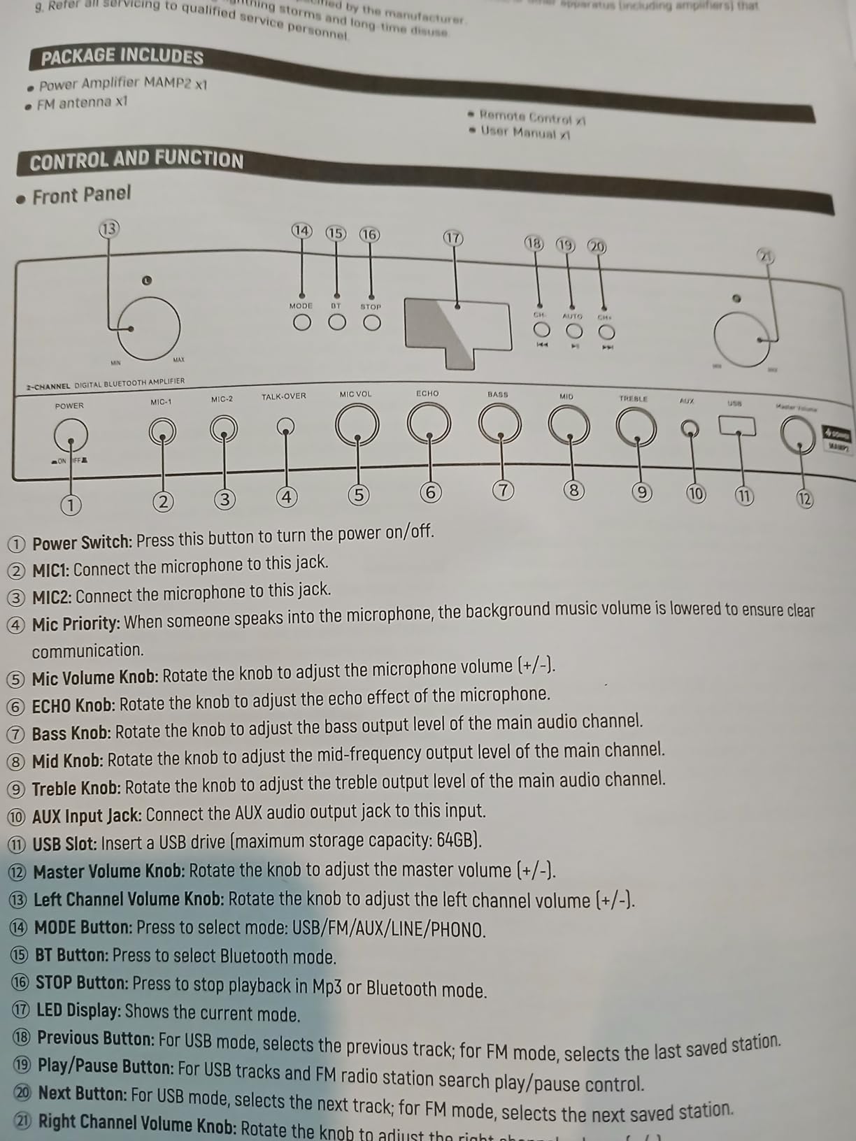 Donner Stereo Audio Amplifier, 600W Peak 2 Channel Receiver with Bluetooth 5.3, Phono, Optical, Coaxial, USB, FM, 2 Mic-in, Aux, RCA Input for Home, Karaoke, Theater Speakers, MAMP2 customer photo 2