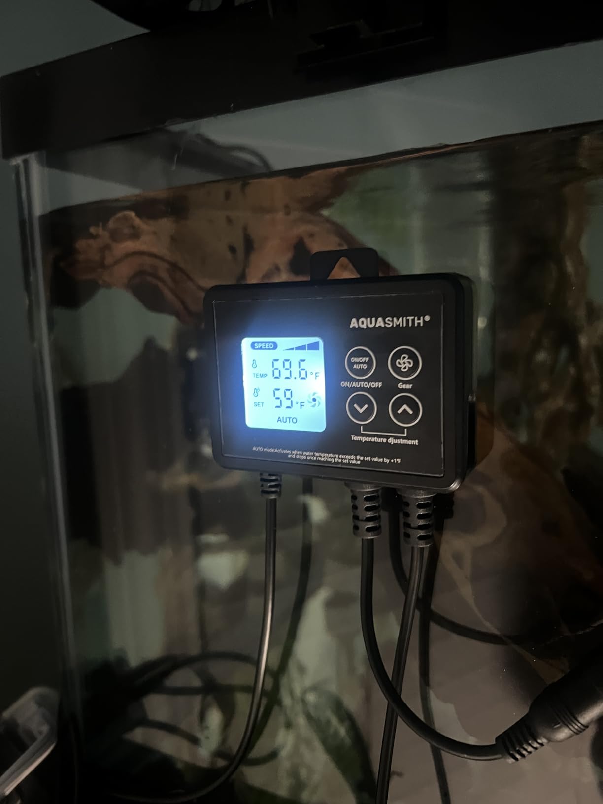 Aquarium Chiller Fan,Fish Tank Cooler with Temperature Control,Minimum Setting 59℉,Auto Start/Stop,Refrigeration Effect 3-7℉,3-Speed Modes,for Axolotl Seawater Freshwater Coral Grass Tank customer photo 1