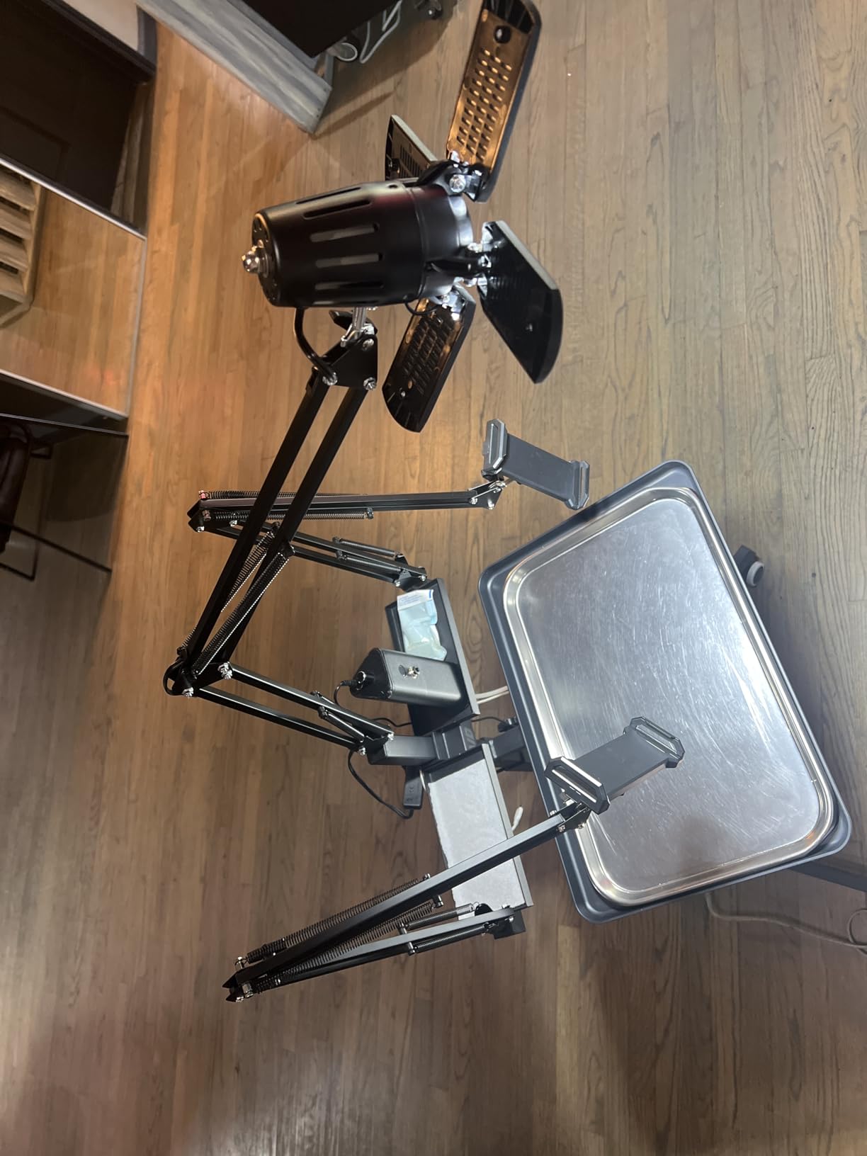 Professional Tattoo Workstation - Stable Heavy Duty Metal Rolling Tray with LED Light, Pigment Storage Rack & Tablet Stand, Adjustable Height Pneumatic Lifting + Lockable Universal Wheels customer photo 1