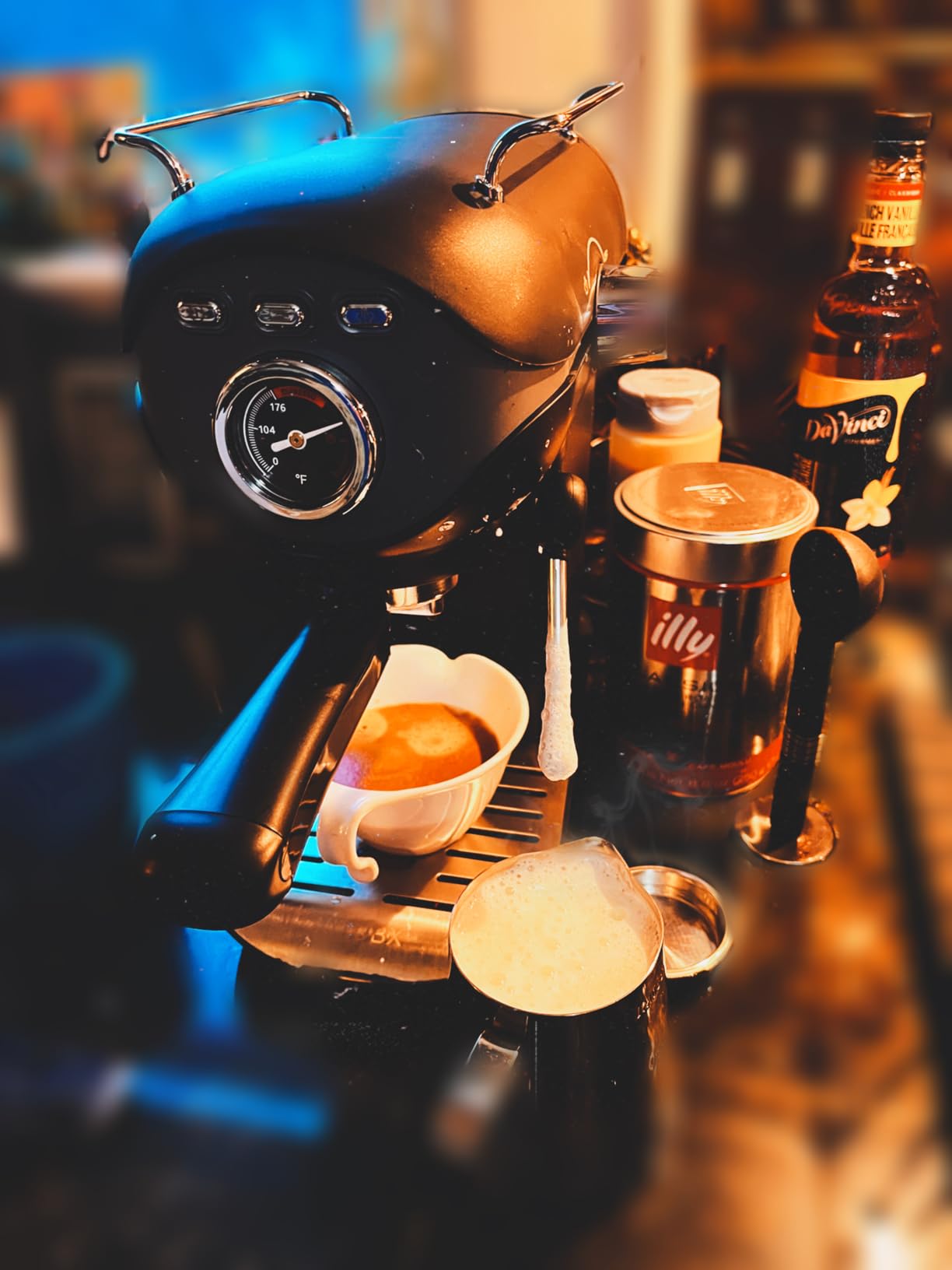 XIXUBX Espresso Machine, 20 Bar Pump Temperature Control, Compact Espresso Maker with Steam Milk Frother, Professional Coffee Makers for Home, Cappuccino Latte Machine, Gifts for Coffee Lover customer photo 1