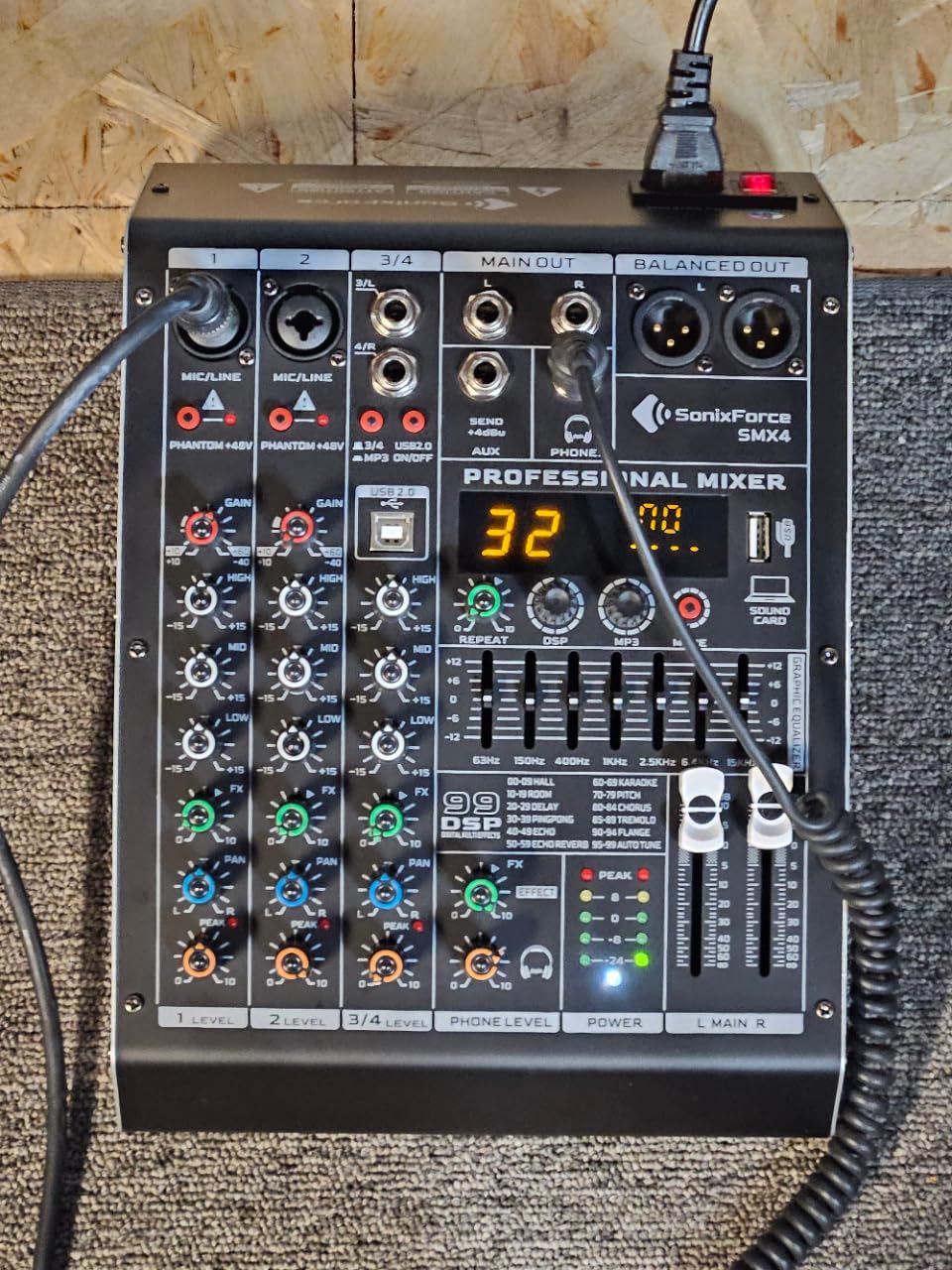 4 Channel Audio Mixer, 99 DSP Sound Board Console with 48V Phantom Power, Professional DJ Mixer for Podcasting, Streaming, Studio Recording (SMX4) customer photo 1