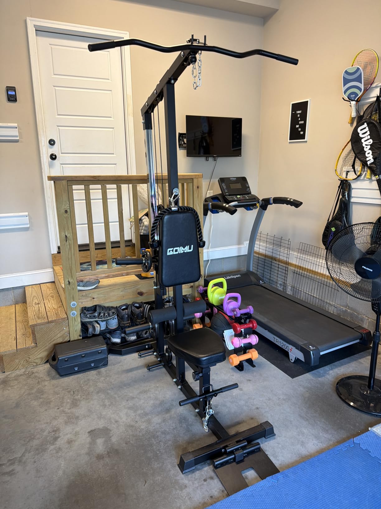 LS01 LAT Pulldown Machine, LAT Row Cable Machine with AB Crunch, LAT Tower with Cable Row Attachments, 3 in 1 Pulley Stations for Home Gym customer photo 2