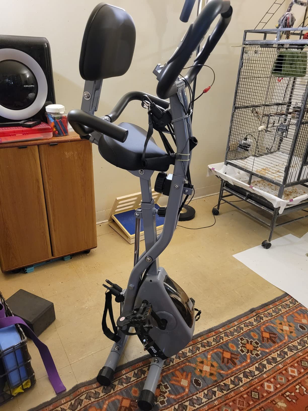 BARWING Stationary Exercise Bike for Home Workout, 5 IN 1 Foldable Indoor Cycling Bike for Seniors, 350LB Capacity, 16-Level Magnetic Resistance, Seat Backrest Adjustments customer photo 1