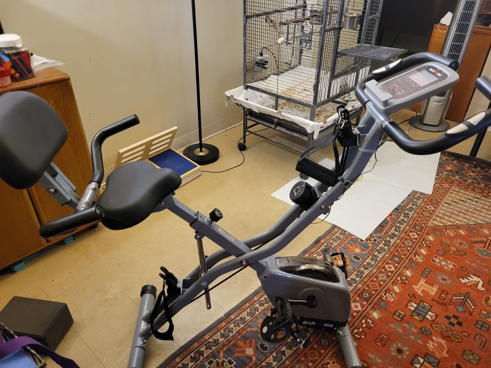 BARWING Stationary Exercise Bike for Home Workout, 5 IN 1 Foldable Indoor Cycling Bike for Seniors, 350LB Capacity, 16-Level Magnetic Resistance, Seat Backrest Adjustments customer photo 2