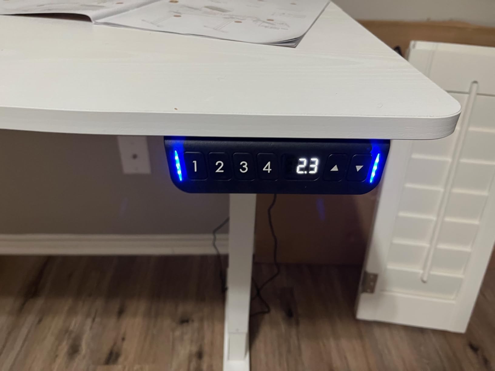 Veken 63 x 28 Inch Electric Standing Desk, Sit to Stand Up, Work Home Office Computer Table for Study, Walking Pad, Writing, and Games, Wooden Desktop Desks, Brown customer photo 1