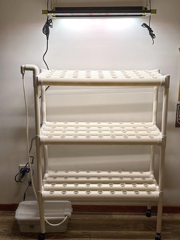 SPECILITE Hydroponics Growing System with Wheels, 3-Tier 108 Plant Sites Food-Grade PVC-U Pipes Gardening Kit for Leafy Vegetables, Lettuce, Herbs, with Water Pump, Indoor, Outdoor customer photo 1