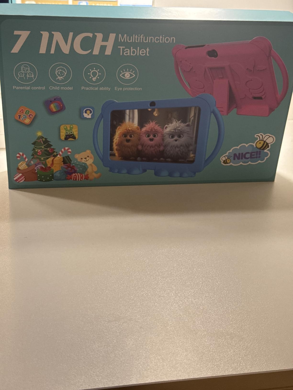 Kids Tablet 7 inch Android 12, 4GB RAM 32GB ROM, 512GB Expansion, with Parental Control, WiFi, Bluetooth, Dual Camera with Silicone Case, Green customer photo 2