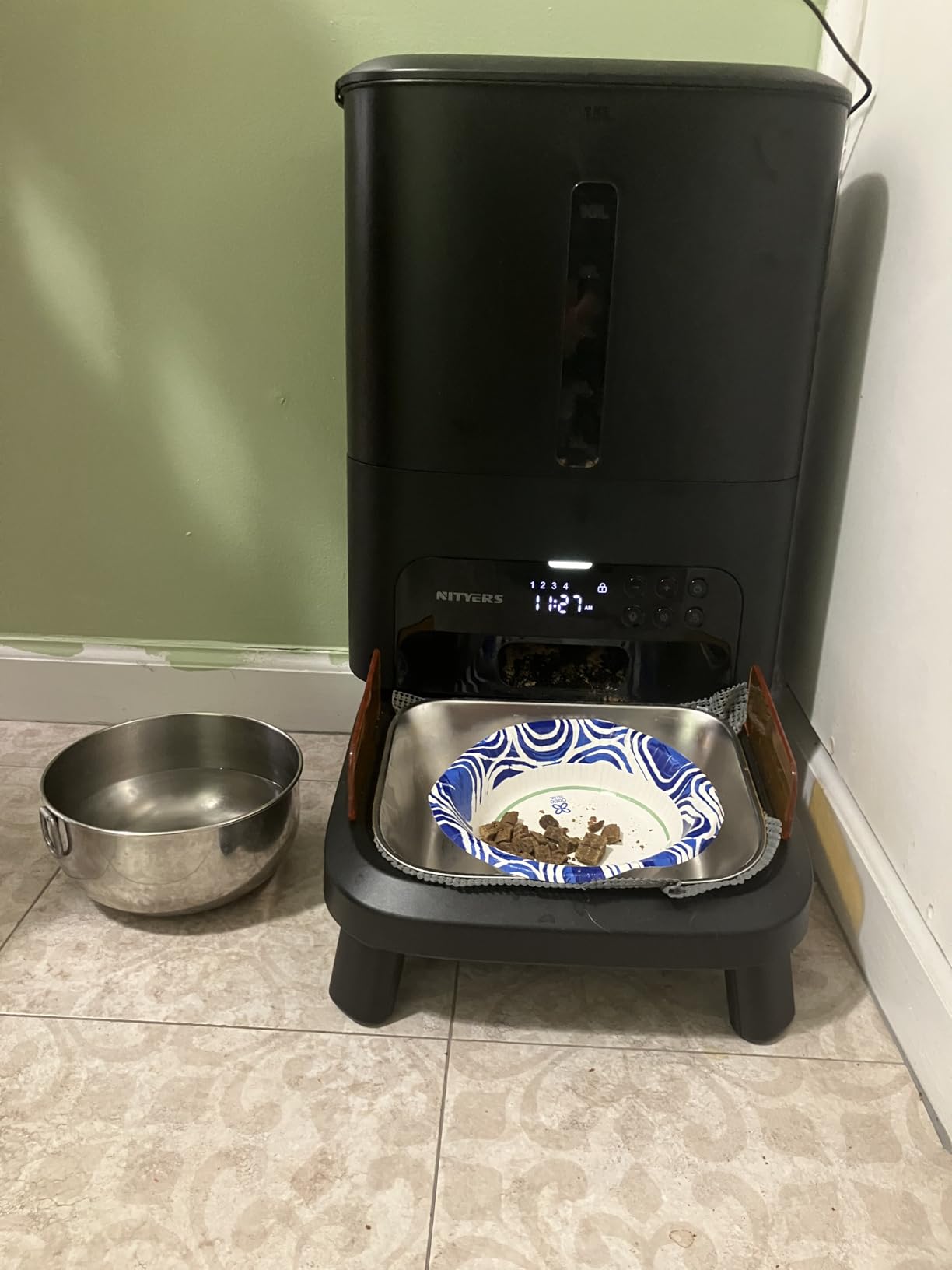 Automatic Dog Feeder for Large Breed - 15L/63 Cups Anti-Clog Dog Food Dispenser for 2-23mm Kibble, Elevated Stand, Large Food Tray, Dual Power, Up to 50 Portions 6 Meals Per Day customer photo 1