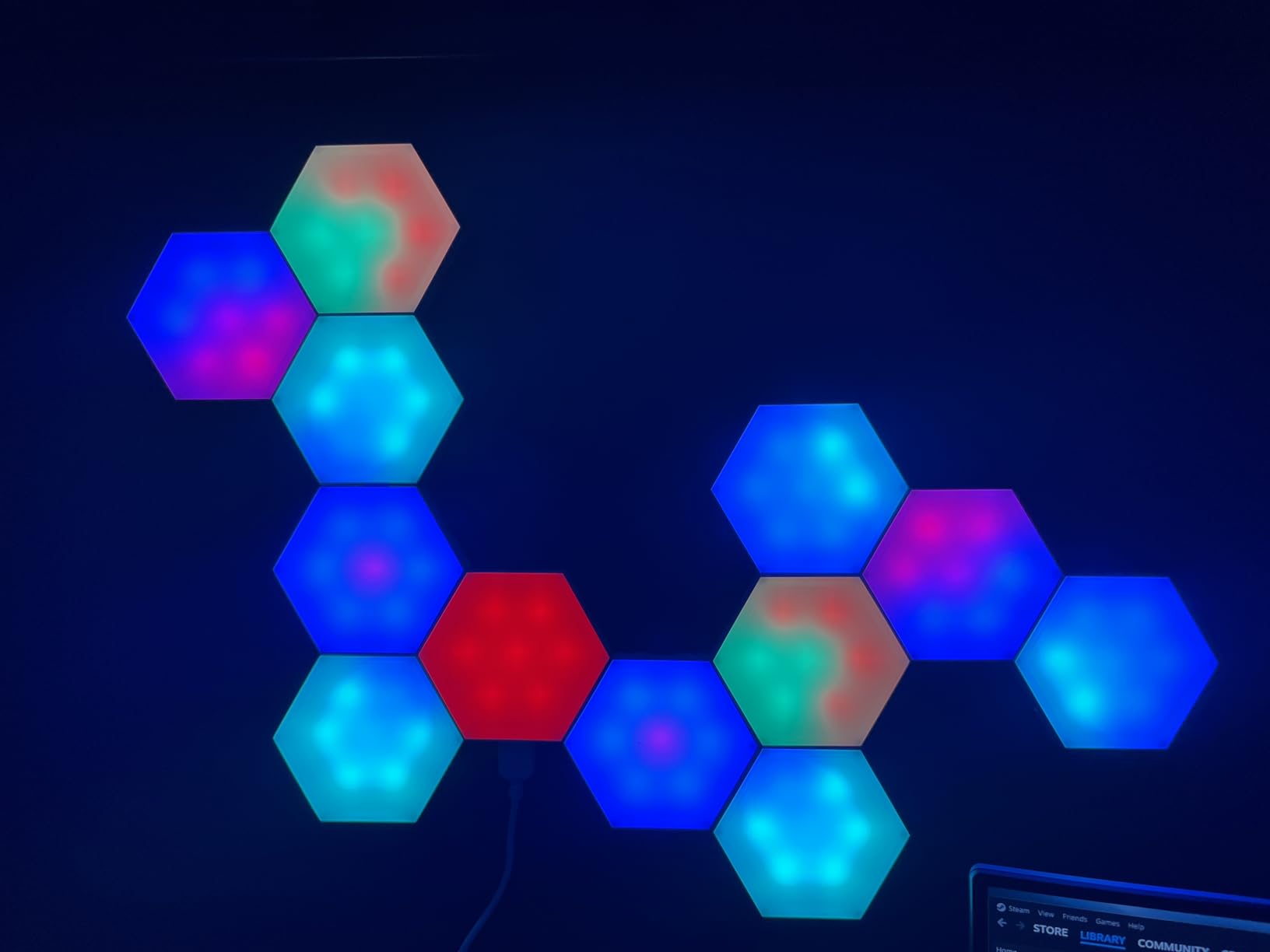 Hexagon LED Lights 12 Pack - RGB Wall Panels with Music Sync, Smart App & Remote Control, DIY Modular Hex Light for Gaming Room, Bedroom, Living Room, Wall Decor customer photo 1