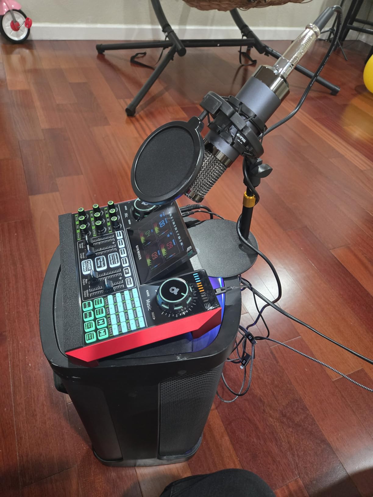 Podcast Microphone Bundle with Live Sound Board Audio Mixer, Podcast Equipment Bundle with 3.5mm Condenser Microphone(P15) for Pc/Phone Live Streaming Singing Gaming, Voice Changer, Denoise customer photo 1