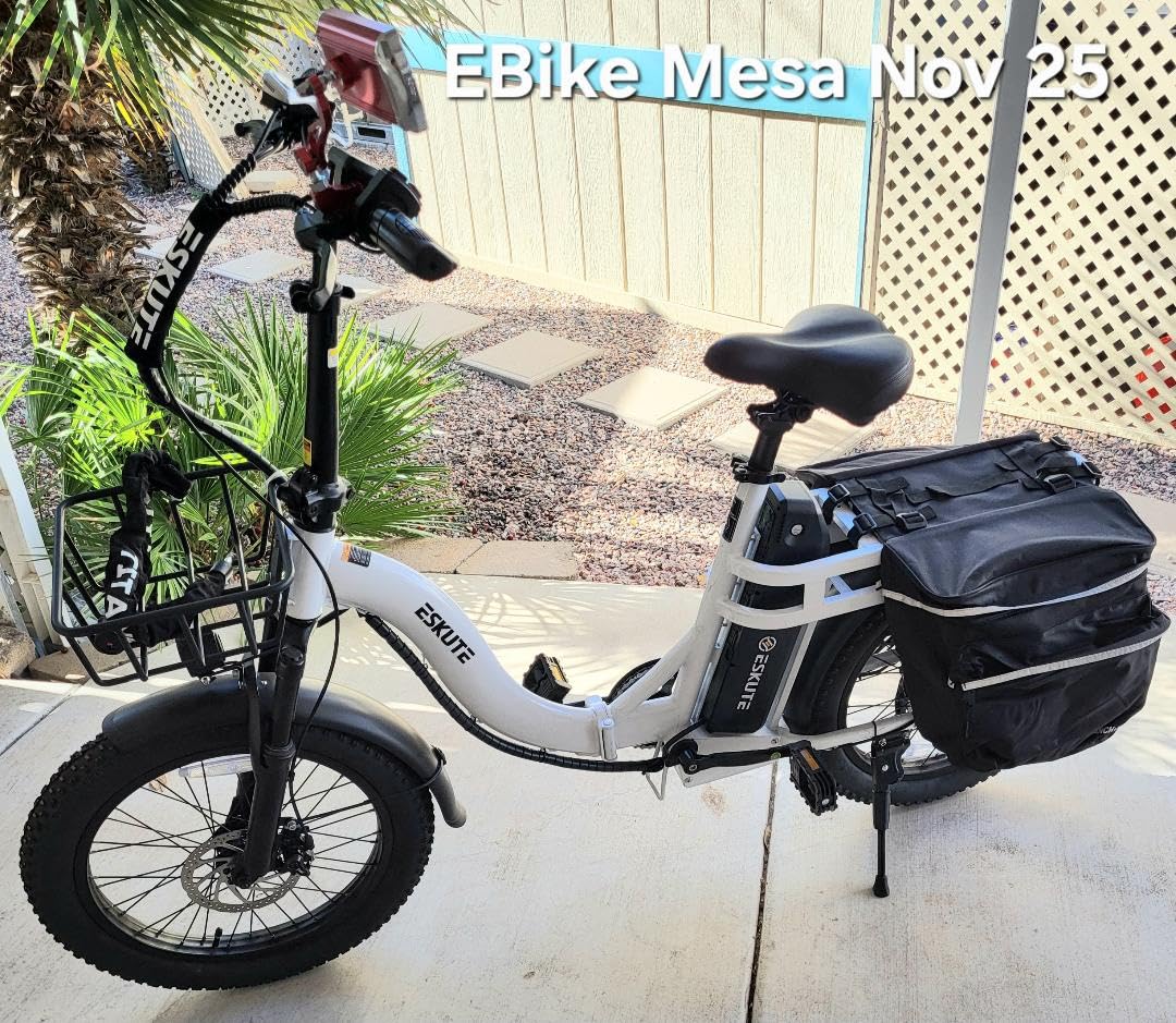 ESKUTE Electric Bike for Adults - 1200W Peak Motor, Folding 20x3 Fat Tire E-Bike, 48V 10.4Ah Battery, Step-Through Cargo Fold Ebike, NFC Unlock, 28 MPH, 7-Speed, Up to 55 Miles customer photo 2