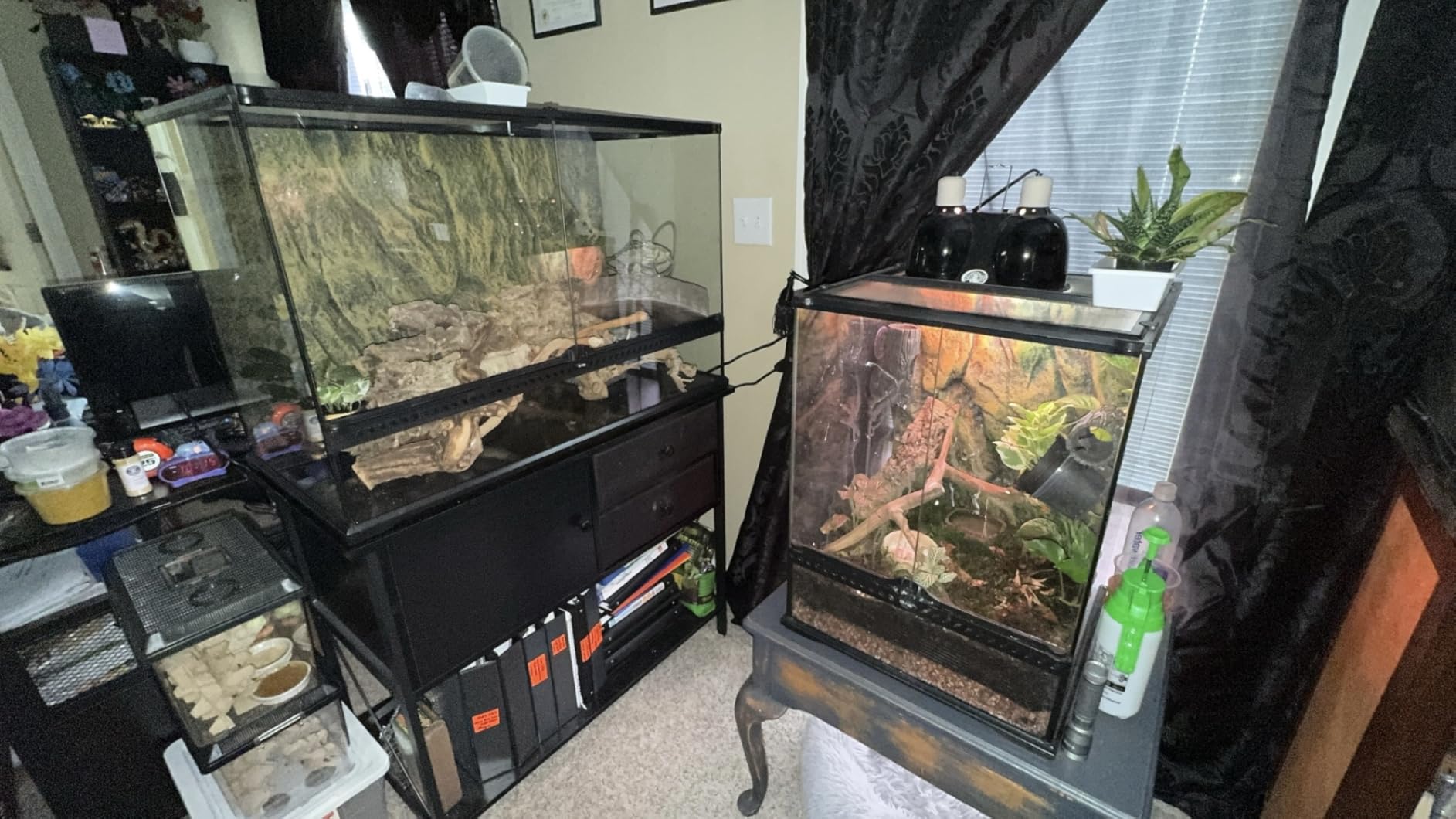Fish Tank Stand for 55-75 Gallon Fish Tank: Aquarium Stand with Power Outlet - Metal 55 Gallon Tank Stand with Cabinet Drawer Storage for Turtle Tank, Reptile Terrarium (Black 1200LBS Capacity) customer photo 1