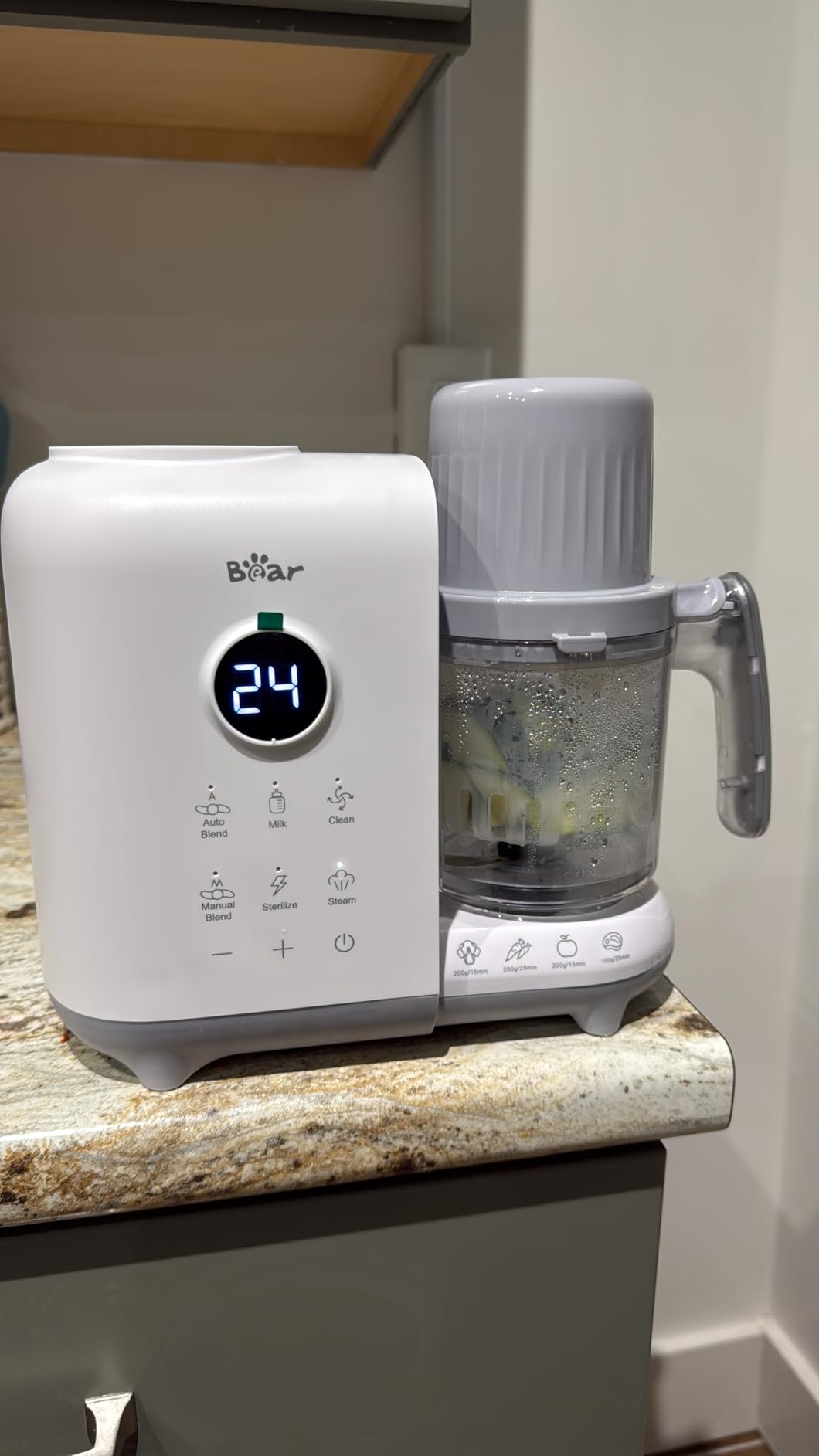 Bear Baby Food Maker with 18.5oz Dual-Layer Steam Baskets, OneStep Baby Food Processor Steamer Puree Blender Grinder Mills, Auto Cooking Grinding & Sterilizing for Healthy Homemade Baby Food, BPA-Free customer photo 2