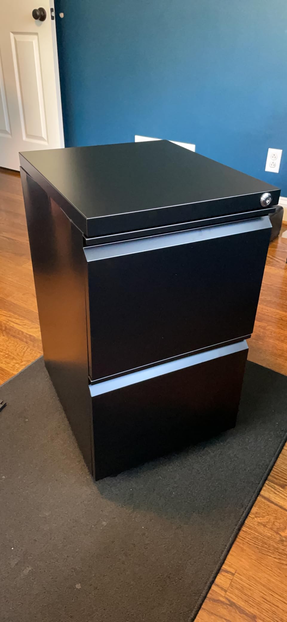 Aobabo 3 Drawer Lateral File Cabinet with Wheels, Lockable Metal Filing Cabinet for Home Office, Legal/Letter Size,Black,Required Assembled,15.87