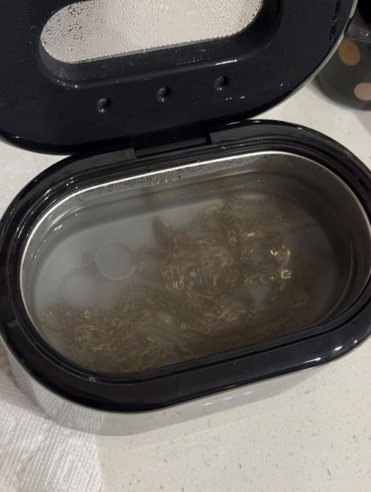 Ultrasonic Jewelry Cleaner, 48KHz Ultrasonic Cleaner Machine with 20oz 304 Stainless Steel Tank, Dual Modes & LED Display - for Jewelry, Eyeglasses, Watches, Dentures, Retainers & More-Black customer photo 1