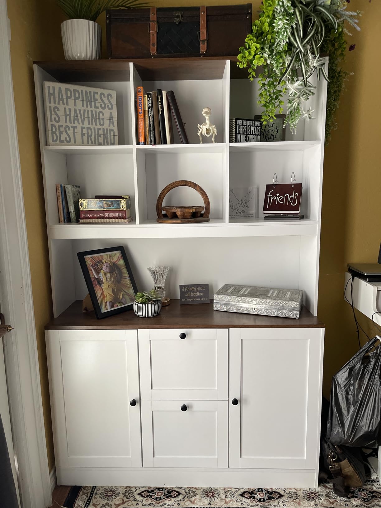 HIFIT 72'' Tall File Bookcase with Power Outlet & Printer Stand, 2 Drawer Filing Cabinets for Home Office Fit Hanging A4 File, Storage Cabinet w/ 3 Tier Open Book Shelf & Doors for Living Room, White customer photo 2