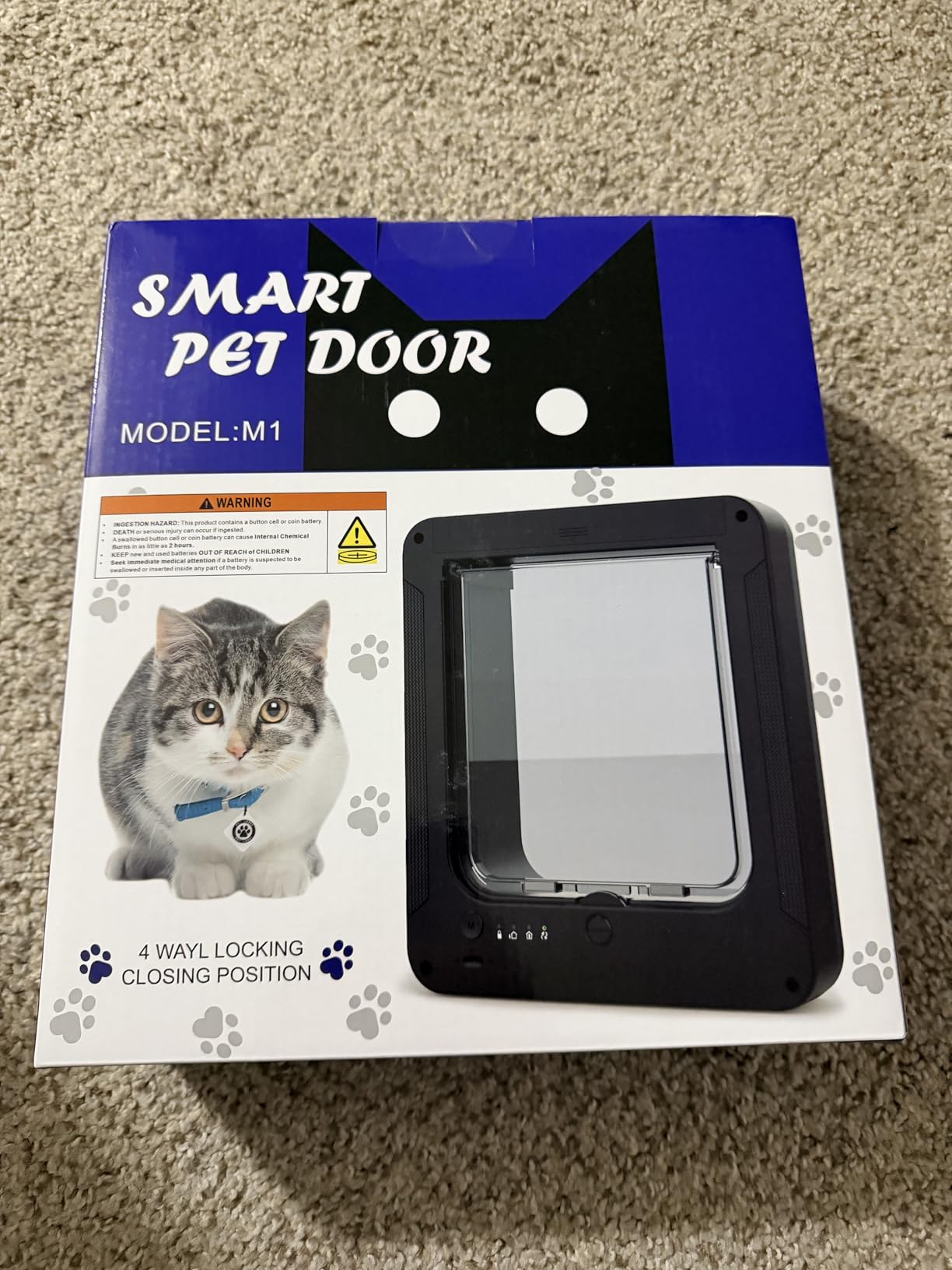 Smart Cat Door for Interior & Exterior, RFID Cat Pet Door with 3 Collar Sensor Keys & 1 Remote Control & 4 Way Locking Cat Flap (Black) customer photo 1