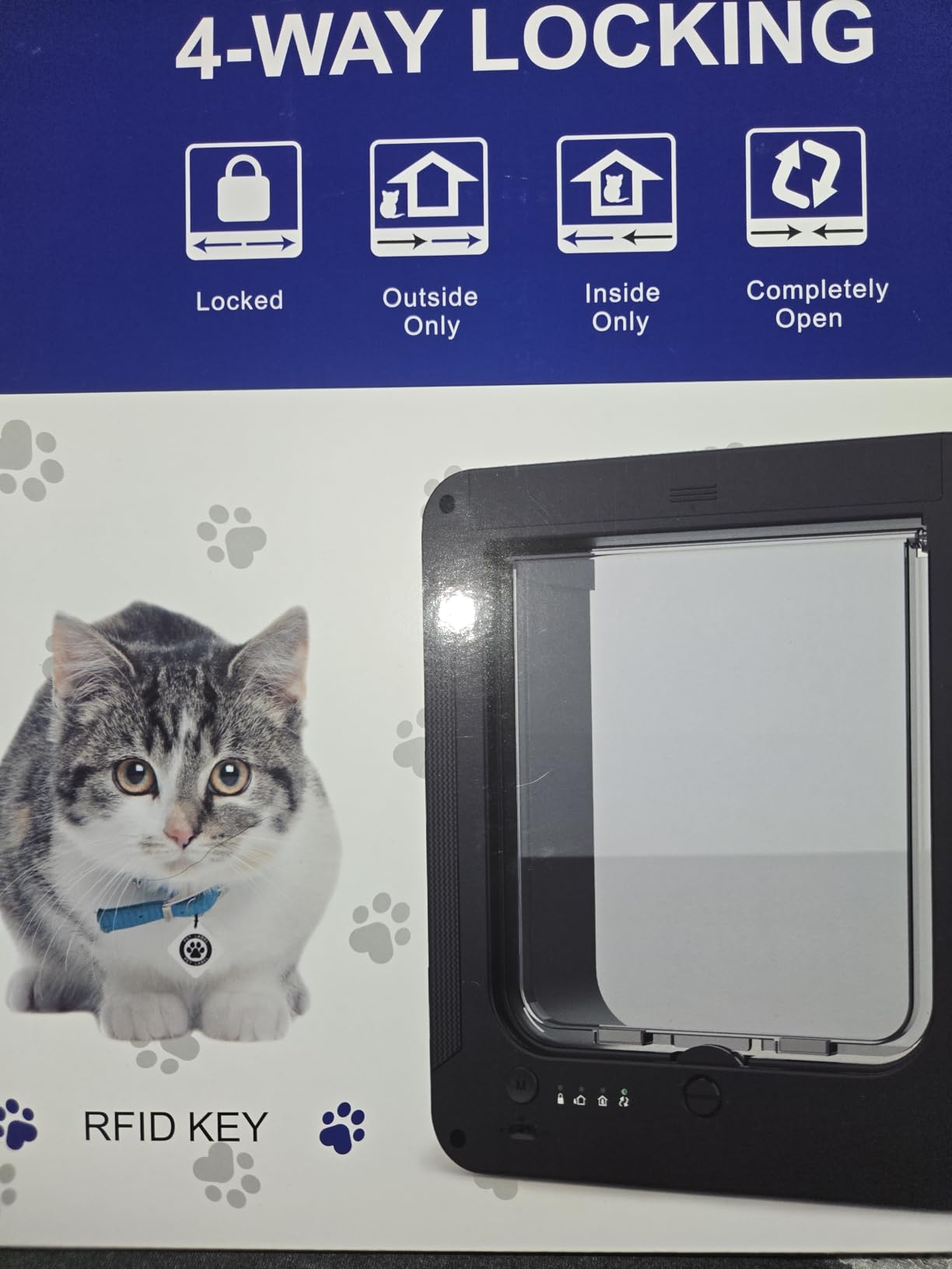 Smart Cat Door for Interior & Exterior, RFID Cat Pet Door with 3 Collar Sensor Keys & 1 Remote Control & 4 Way Locking Cat Flap (Black) customer photo 2