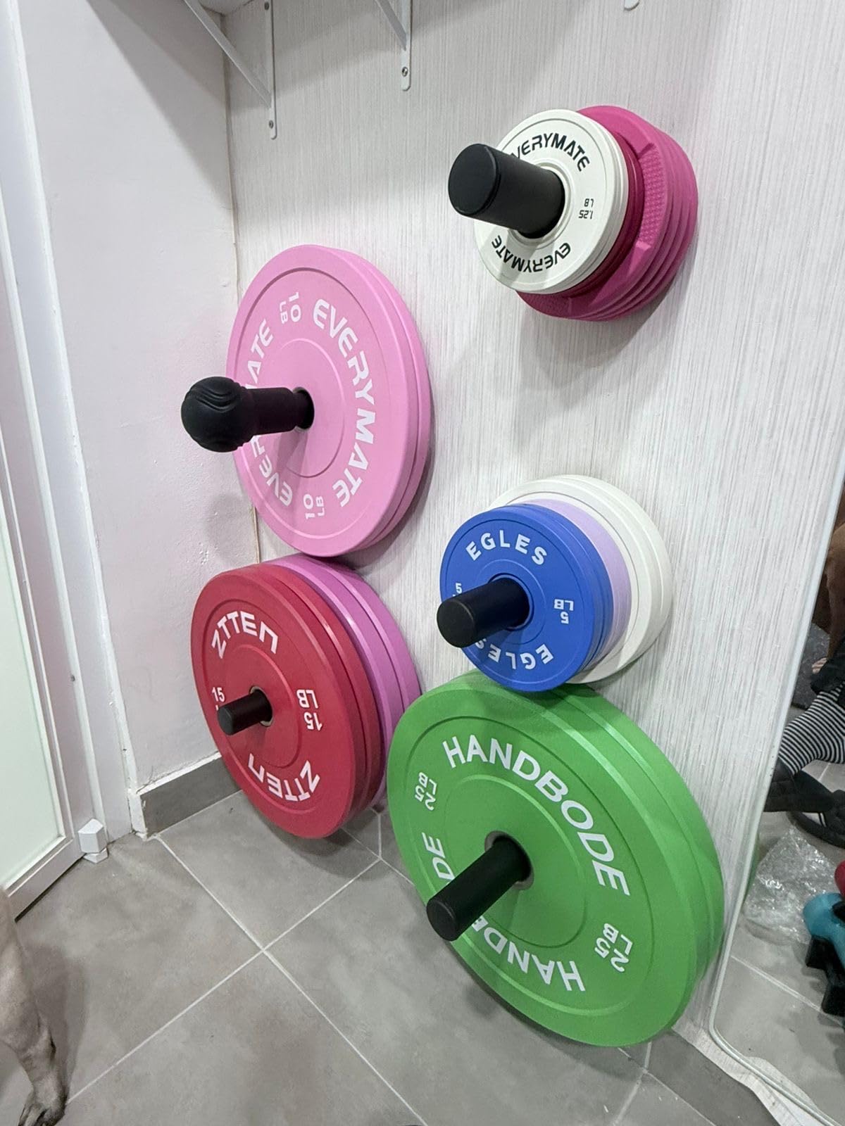 2-Inch Weight Plates High Bounce, Olympic Bumper Plate Set 45/100/160/190/260/300lb, Colored Weight Plates Set for Home Gym, Barbell Weights Rubber Strength Training Plate for Weight Lifting customer photo 2