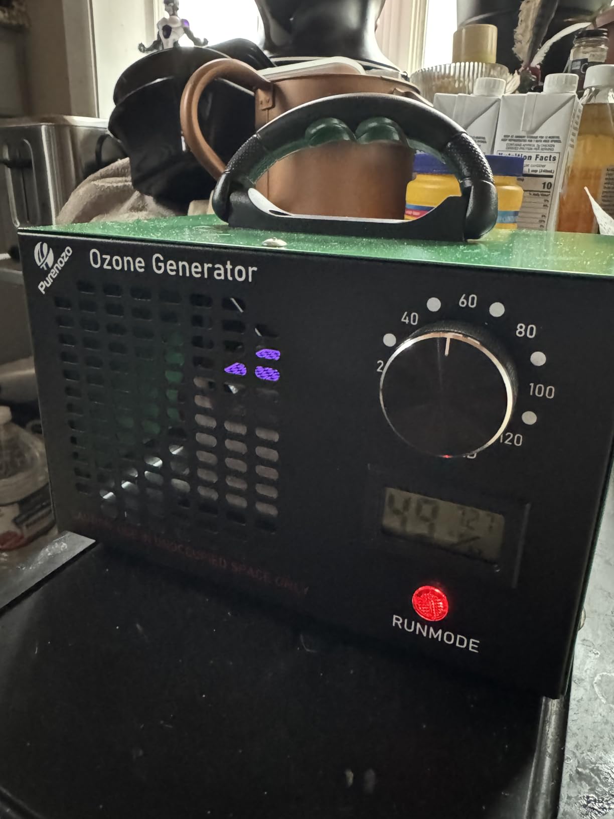 Ozone Generator & Ozone Odor Eliminator 60,000mg/h, Industrial & Home Ozone Machine with Temp/Humidity Display, Removing Odors for Rooms, Smoke, Cars, Pets, Basements, Farms(Green) customer photo 1
