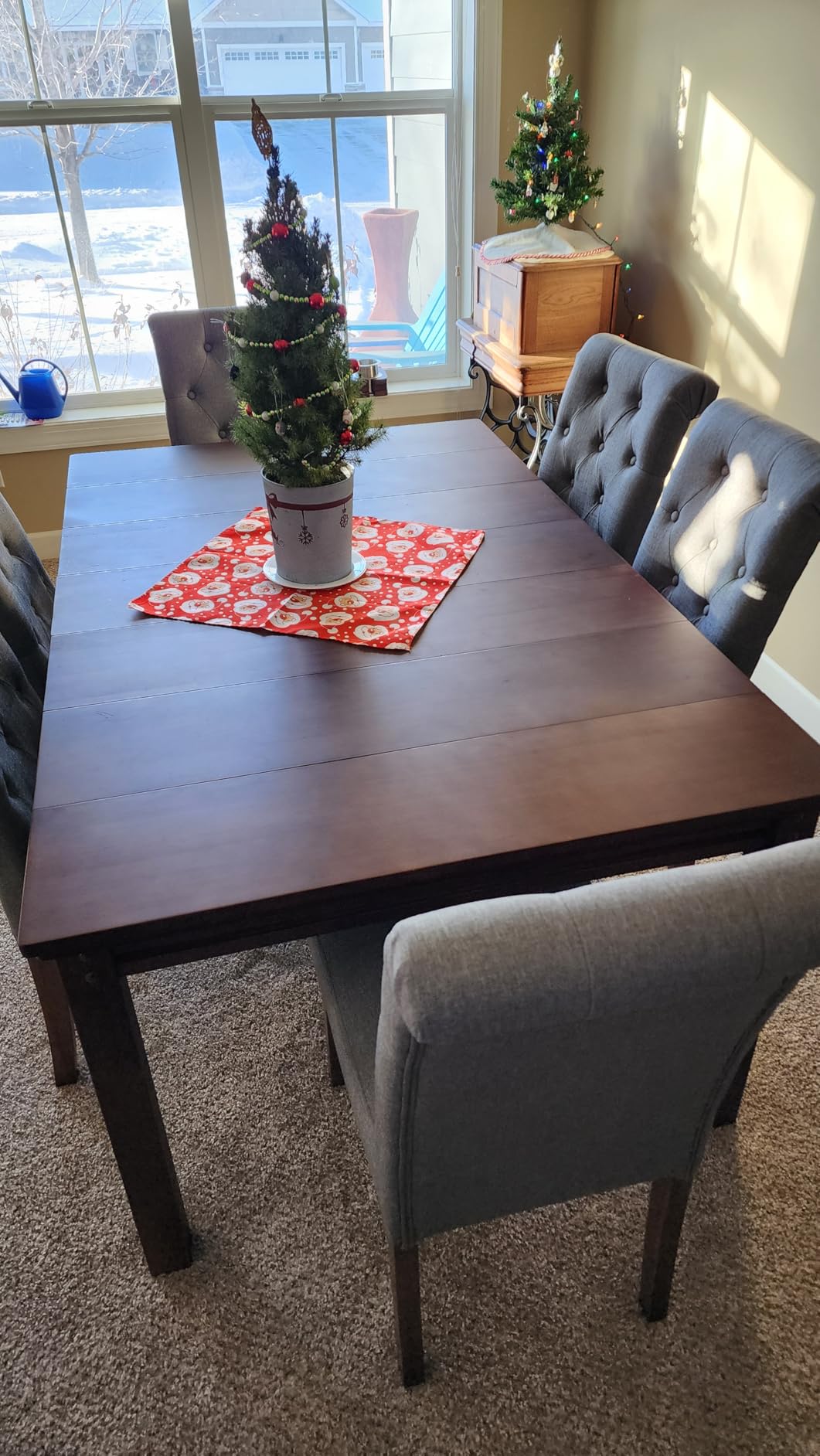 Convertible Board Game Table for 4-6 Players, Spacious Gaming Space w/Clean-Edge Table Top, Non-Slip Play Mat, Cup Holder & Game Tray, Dining Table w/Storage customer photo 2