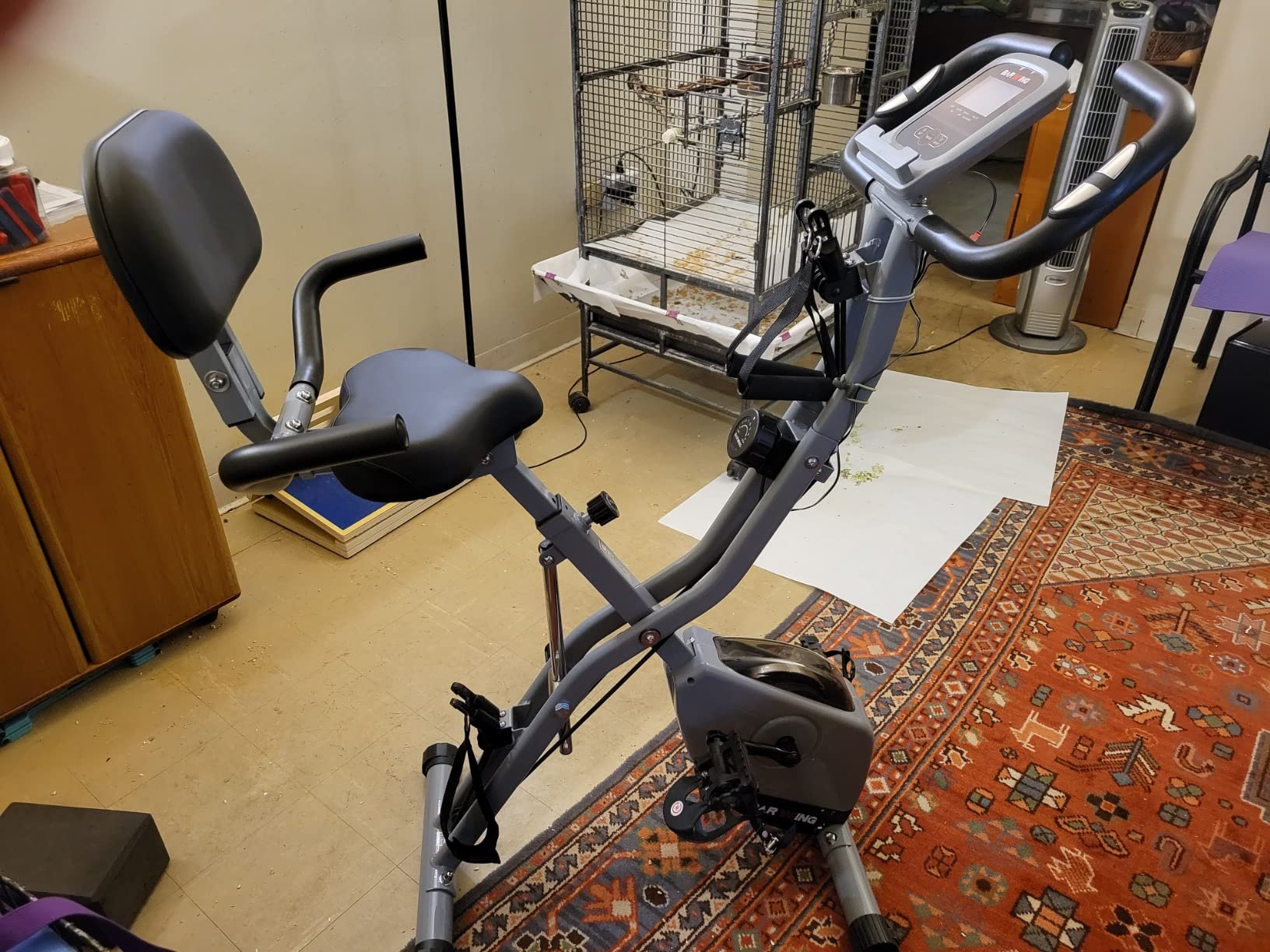BARWING Stationary Exercise Bike for Home Workout, 5 IN 1 Foldable Indoor Cycling Bike for Seniors, 350LB Capacity, 16-Level Magnetic Resistance customer photo 1