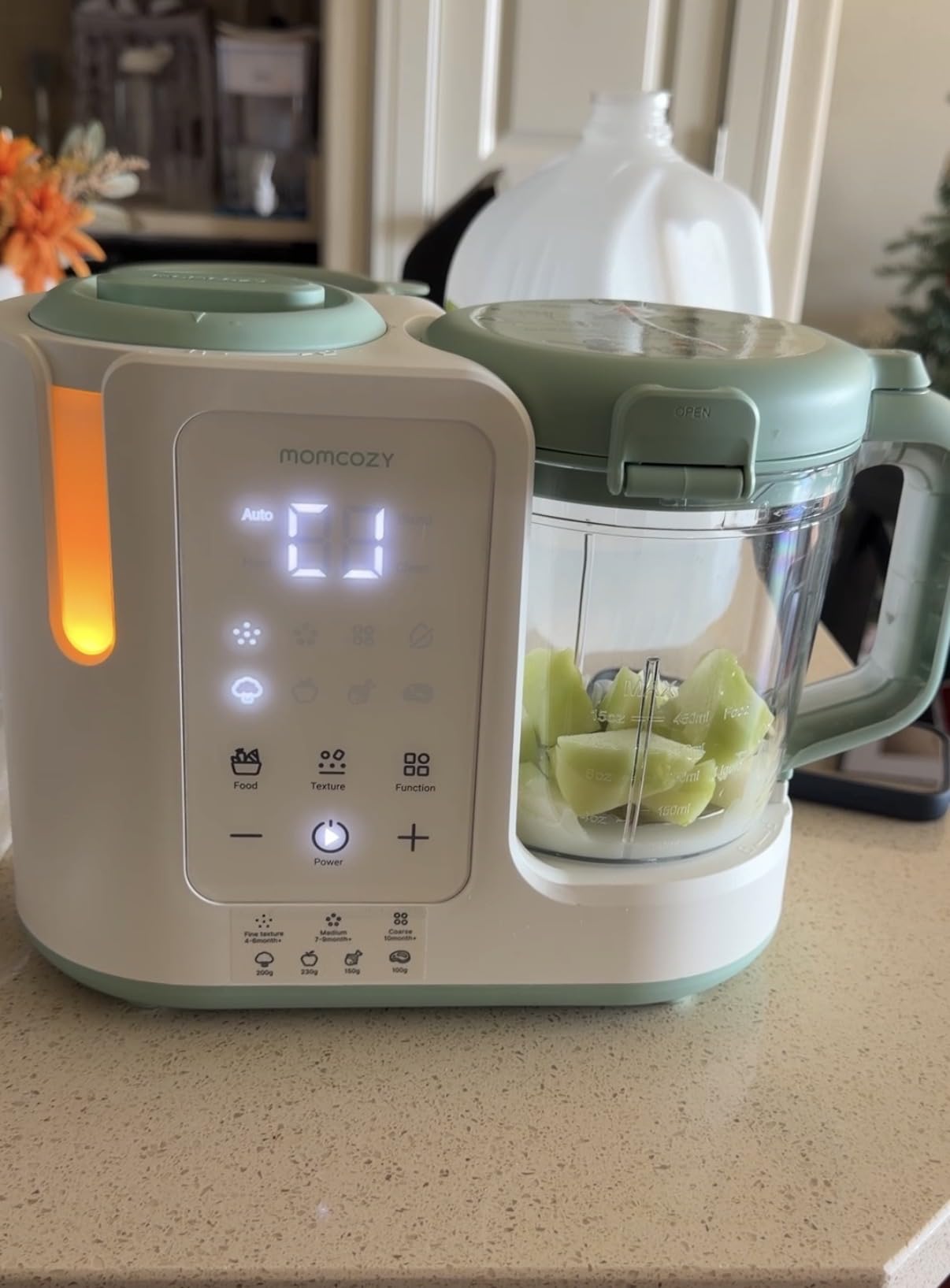 Momcozy AutoMeal Baby Food Maker - One-Step Auto Steam and Blend Food Processor, 15oz Large Cup and 6-Blade Design, Self-Cleaning, Auto 3-Stage Texture Settings for Effortless Homemade Baby Puree customer photo 1