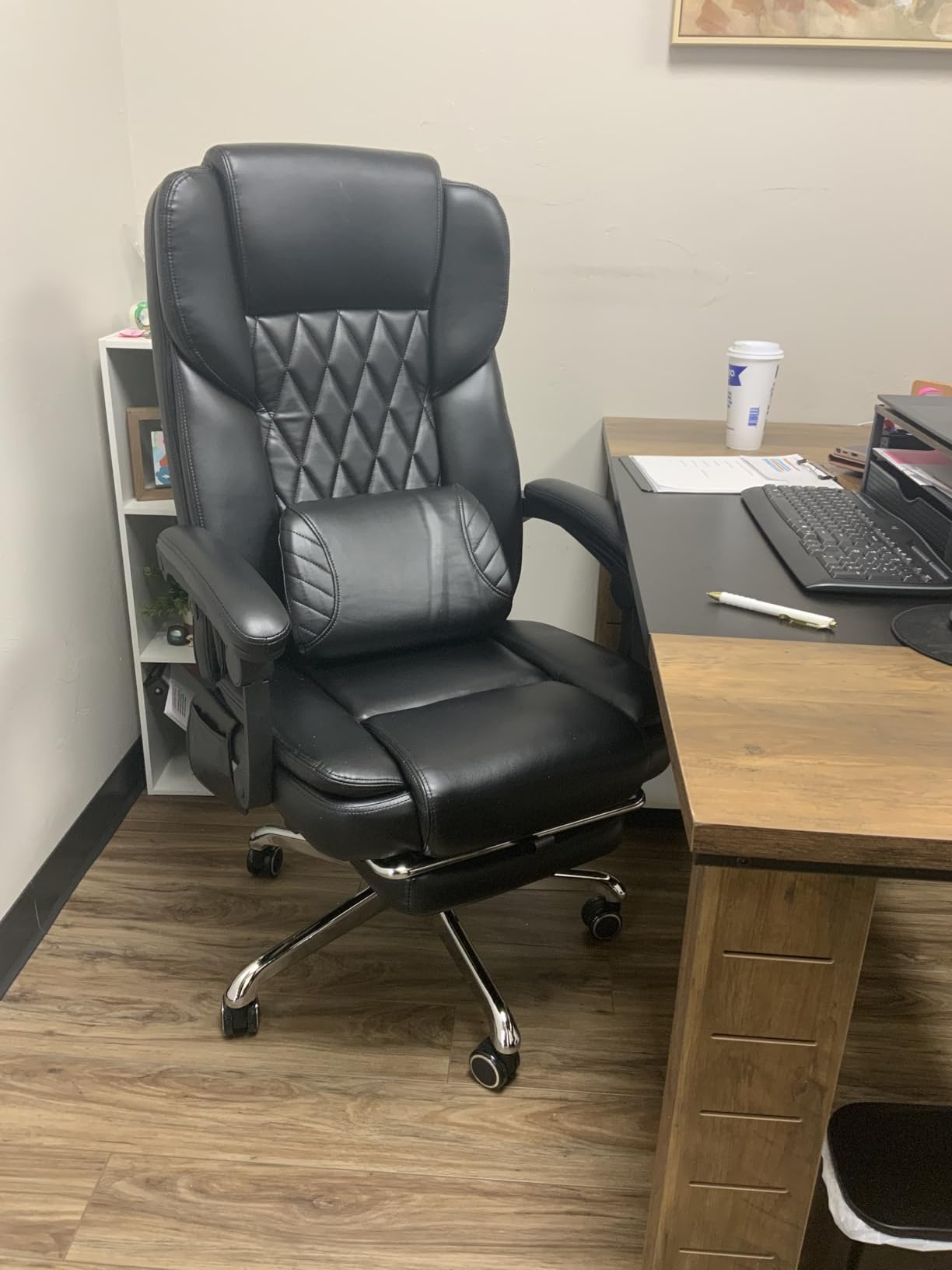 500LBS Massage Office Chair with Foot Rest, 6 Points Vibration and Heat Home Office Desk Chairs, 22.05