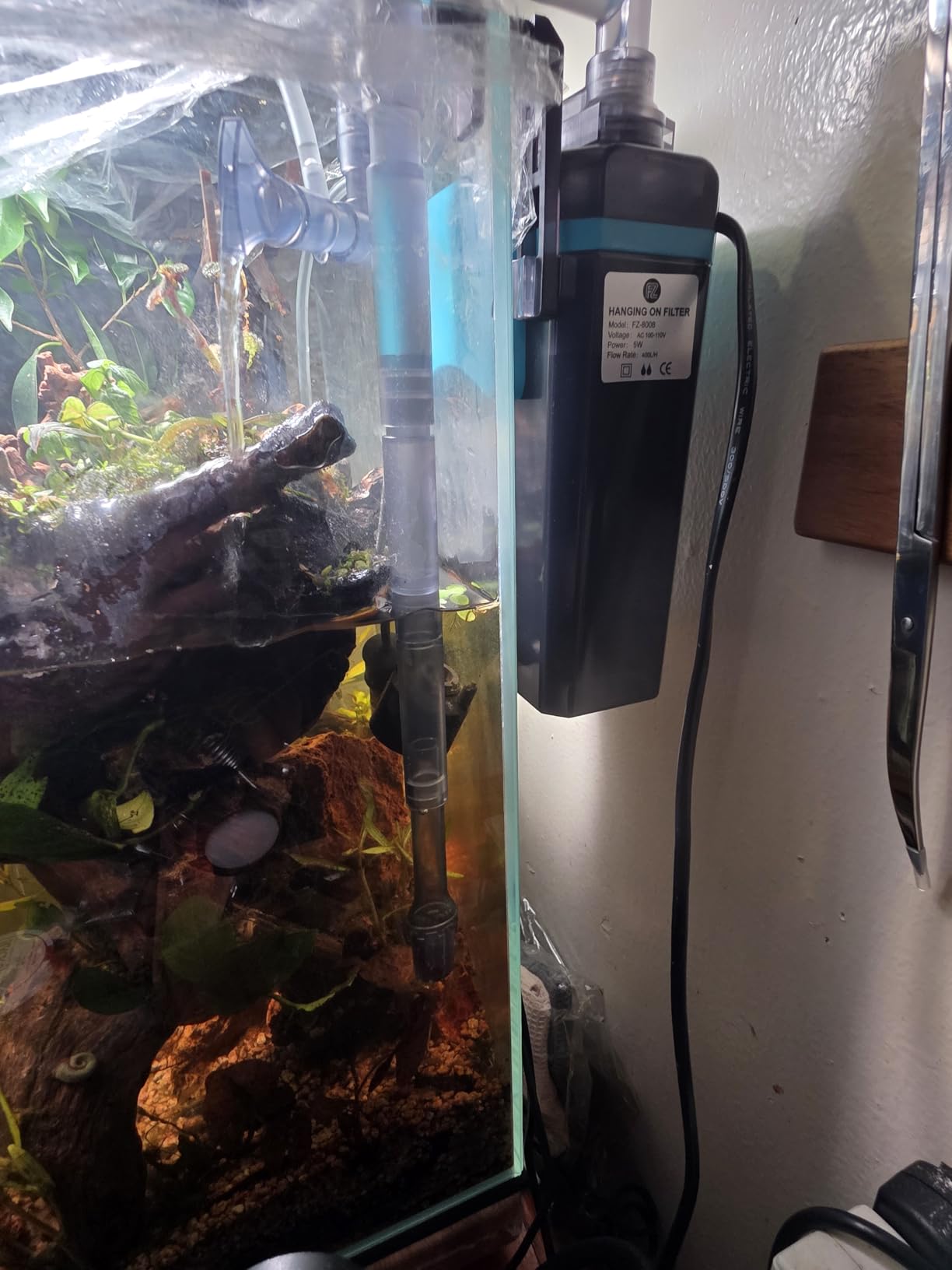 FZONE Aquarium Hang on Back Filter, 4 Stage HOB Filter for Mini and Nano Desktop Tanks, 106GPH Adjustable Flow, with Rainfall, Duckbill, Direct Flow outlets (S) customer photo 1